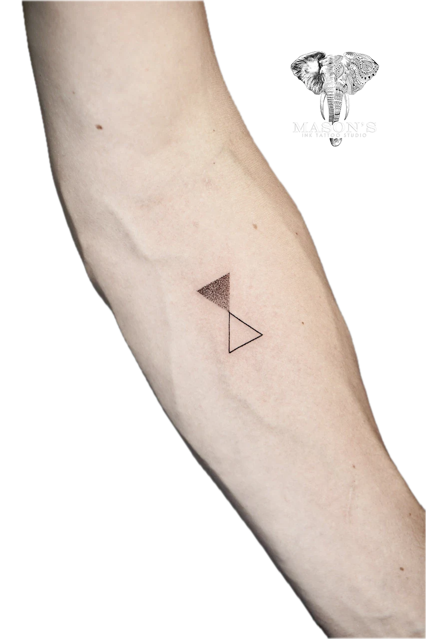 Fine Line Triangle Tattoo Design by Mason's Ink Tattoo Studio, Bali