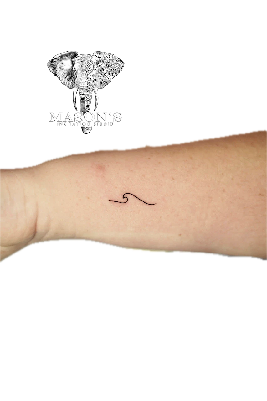 Fine Line Wave Tattoo - Fineline tattoo by Mason's Ink Tattoo Studio, Bali
