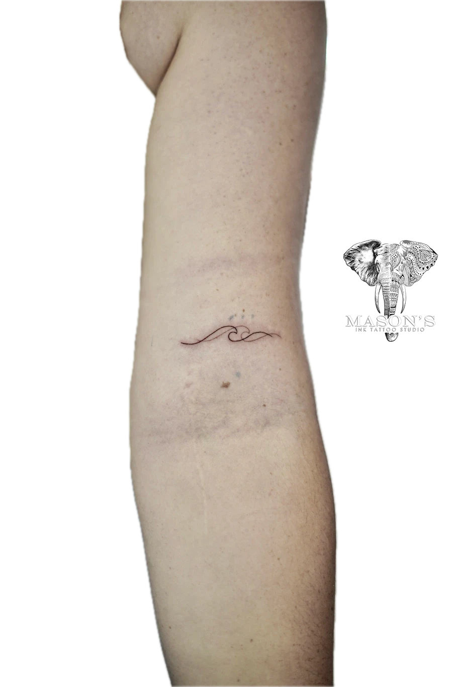 Fine Line Wave Tattoo Design - Fineline tattoo by Mason's Ink Tattoo Studio, Bali
