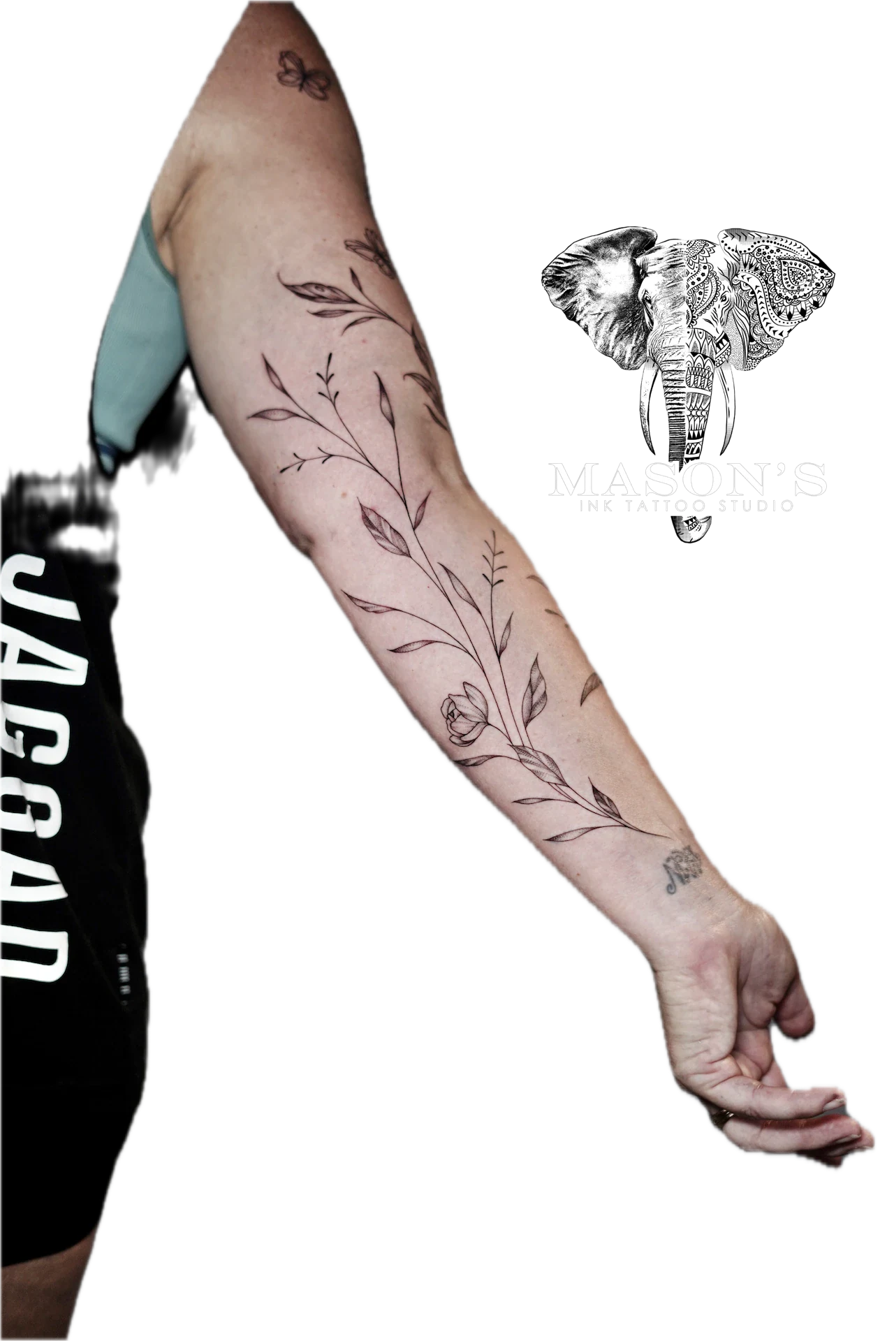 Fine Line Floral Tattoo by Mason's Ink Tattoo Studio, Bali