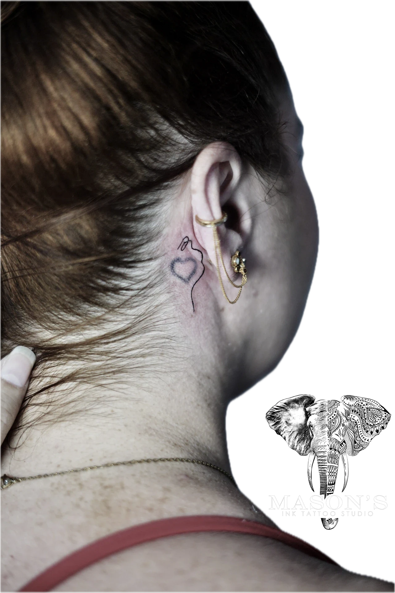 Fine Line Love Tattoo on Neck by Mason's Ink Tattoo Studio, Bali