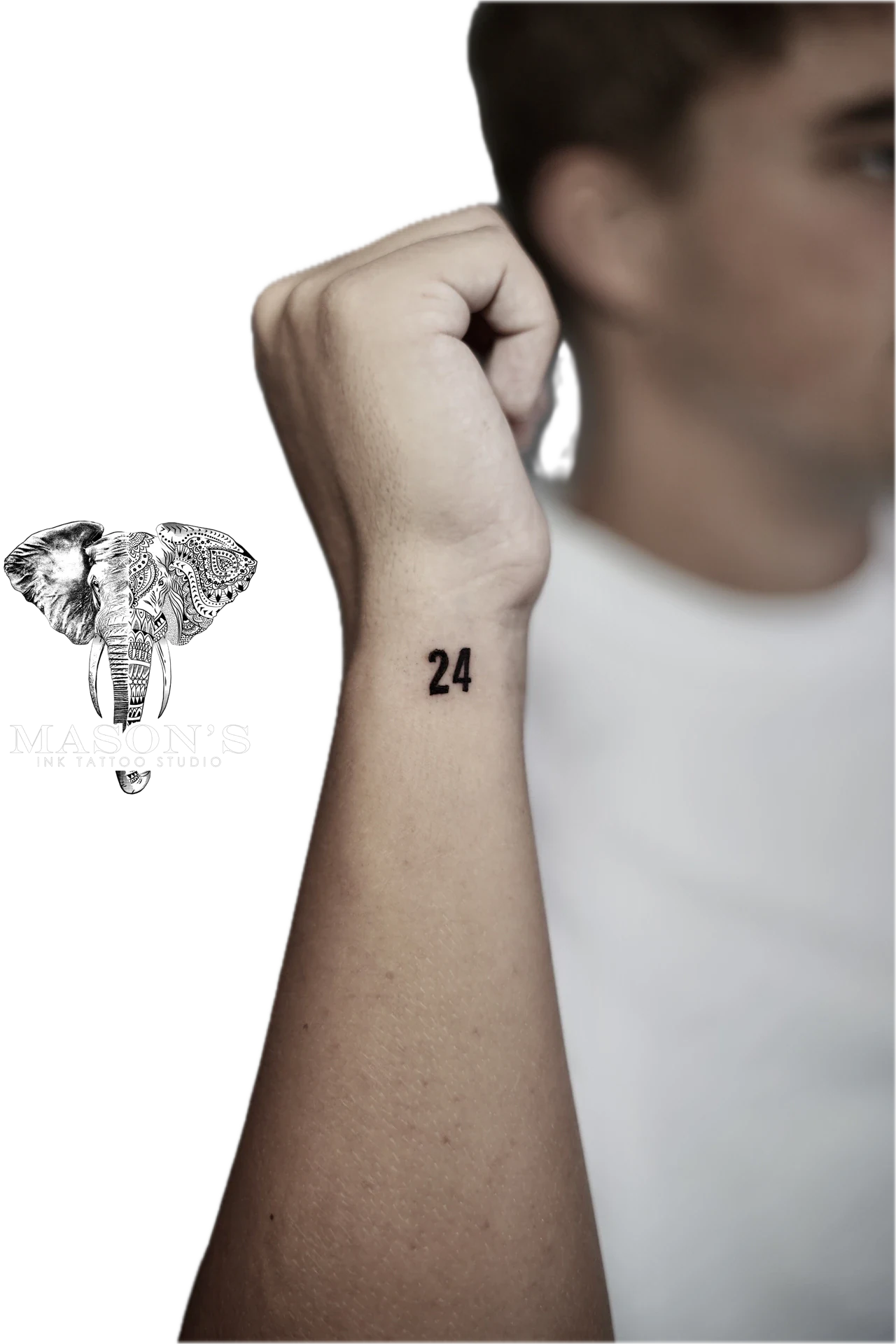Fine Line Script 24 Number tattoo by Mason's Ink Tattoo Studio, Bali