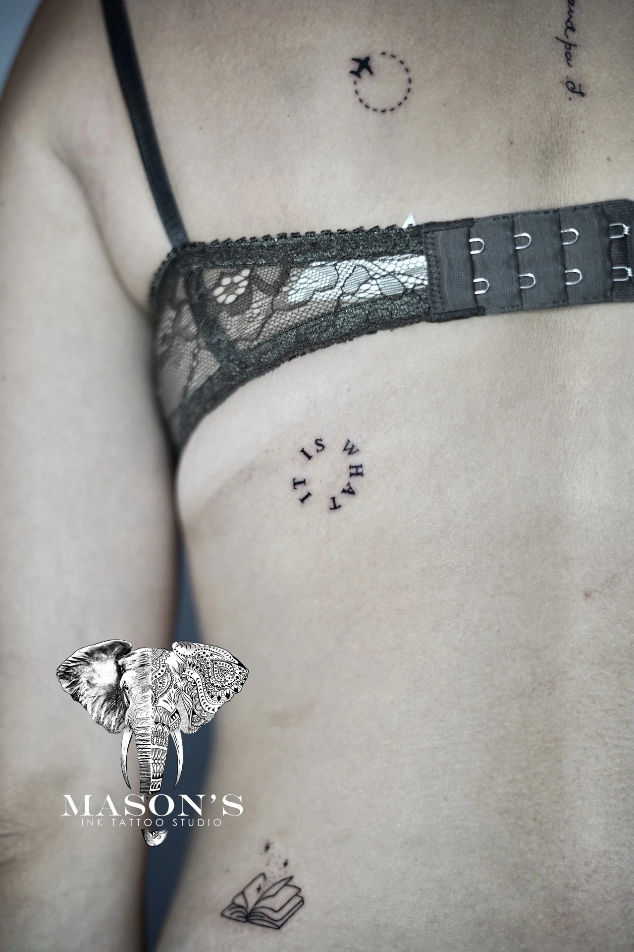 Fine Line Script Philosopy It is What it is Tattoo by Mason's Ink Tattoo Studio, Bali