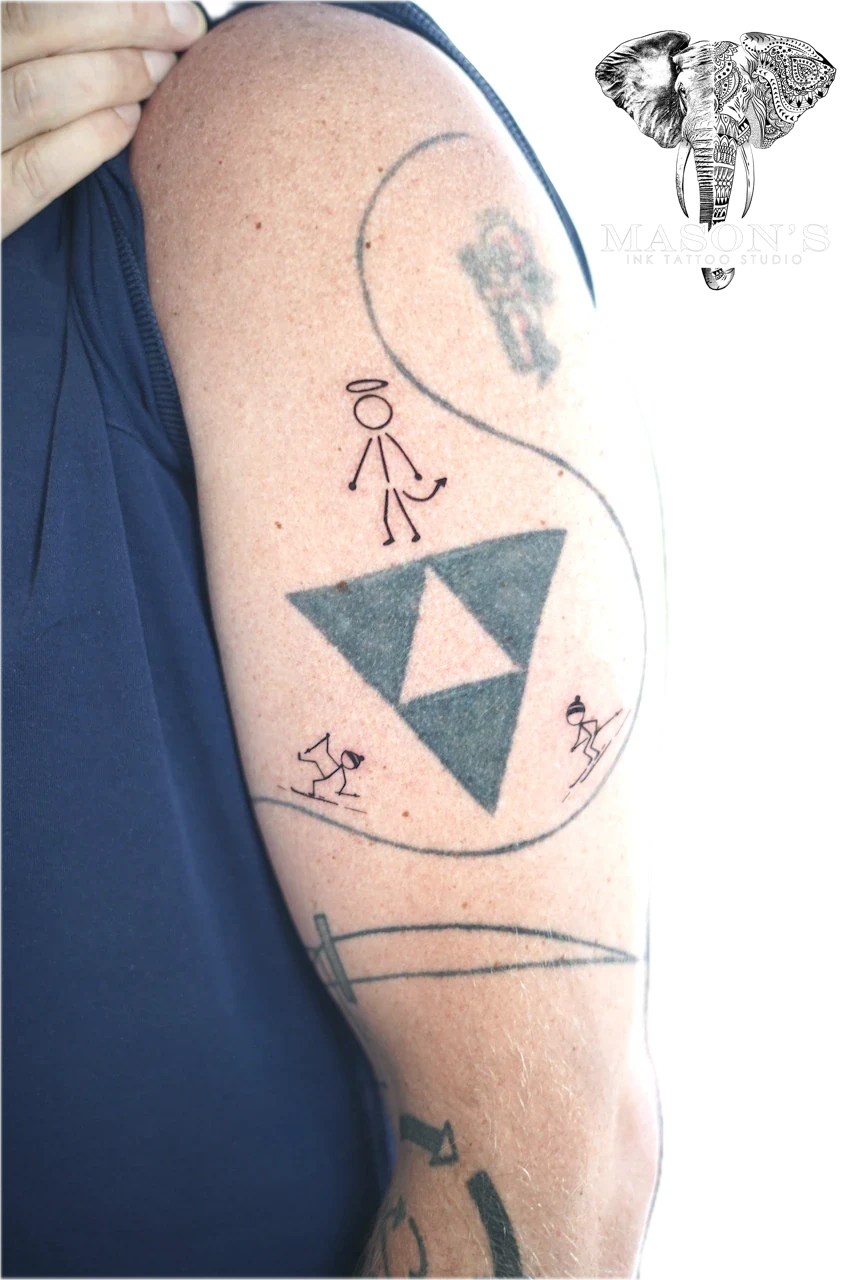 Fine Line Striking Man Tattoo Design by Mason's Ink Tattoo Studio, Bali