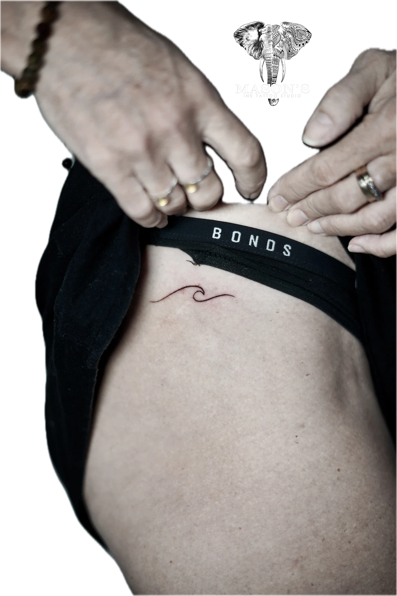 Fine Line Wave tattoo by Mason's Ink Tattoo Studio, Bali