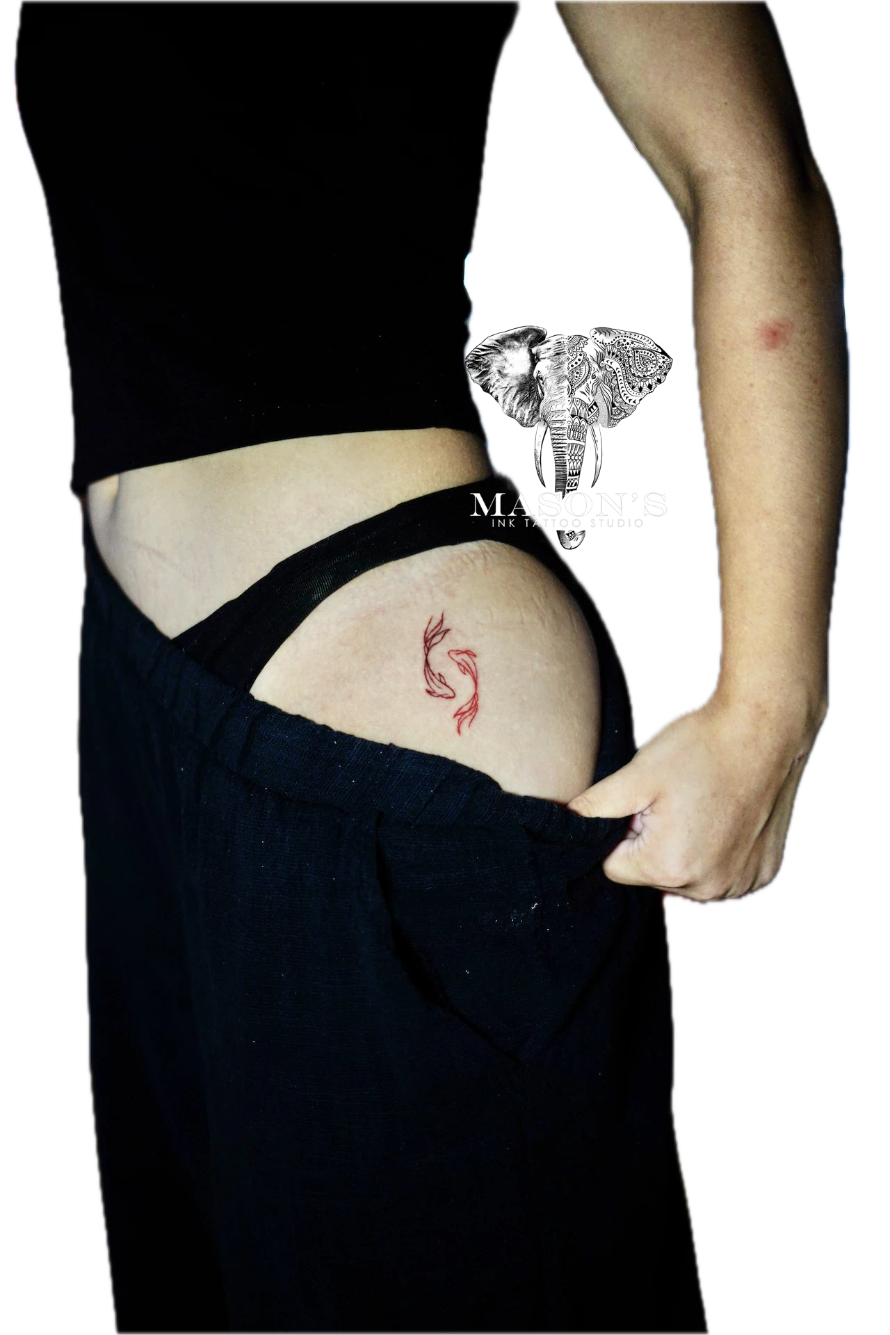 Fine Line Yin Yang Fish Tattoo by Mason's Ink Tattoo Studio, Bali