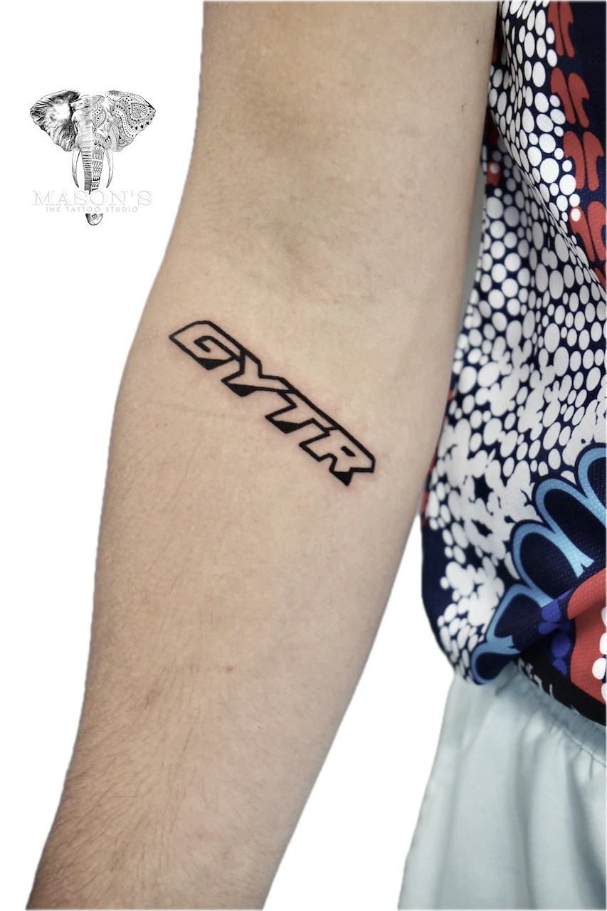 Line Work Script Tattoo Design by Mason's Ink Tattoo Studio, Bali