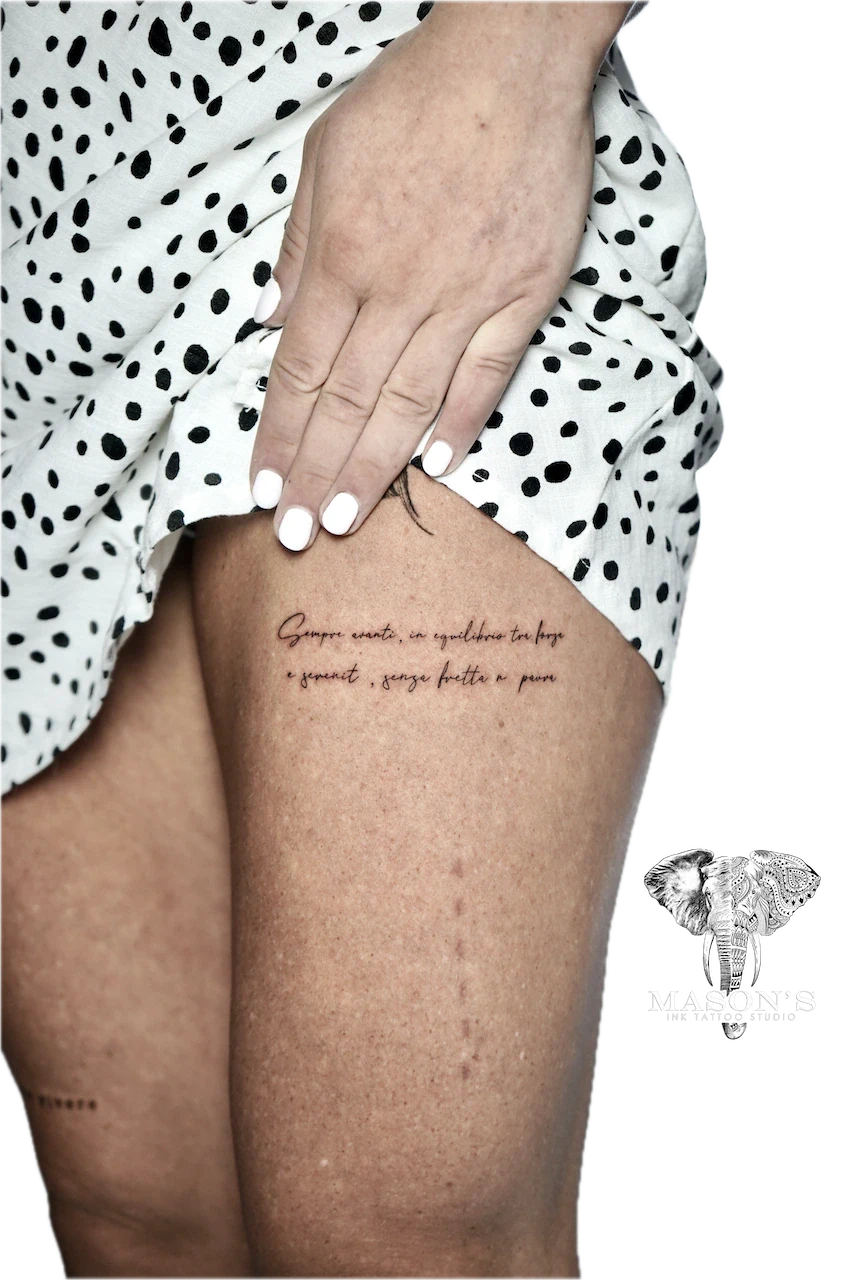 Minimalist Fine Line Script Tattoo Design - Fineline tattoo by Mason's Ink Tattoo Studio, Bali