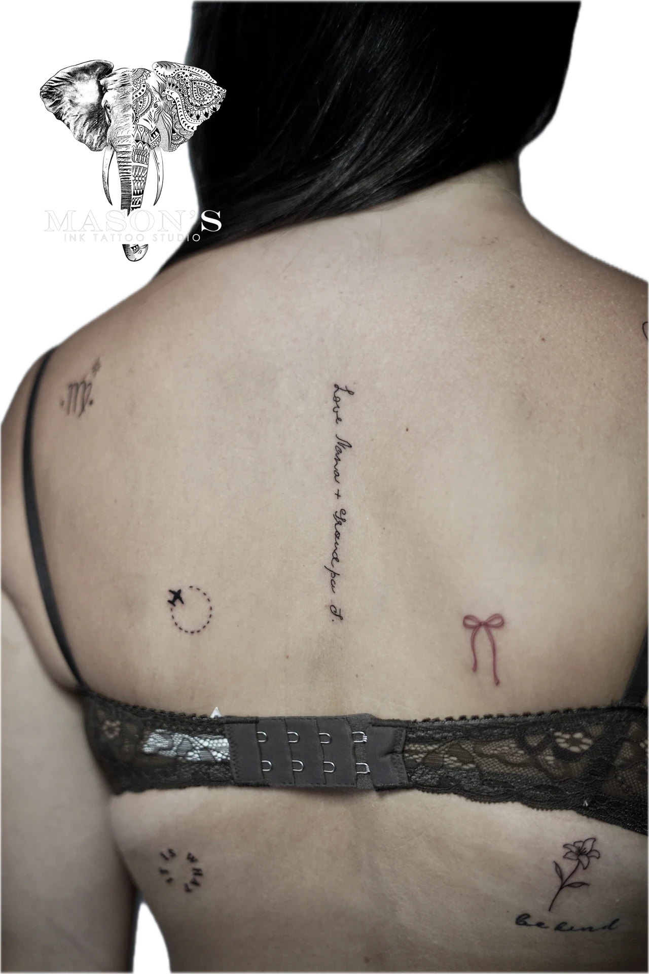 Multiple Finelines on Back Tattoo by Mason's Ink Tattoo Studio, Bali