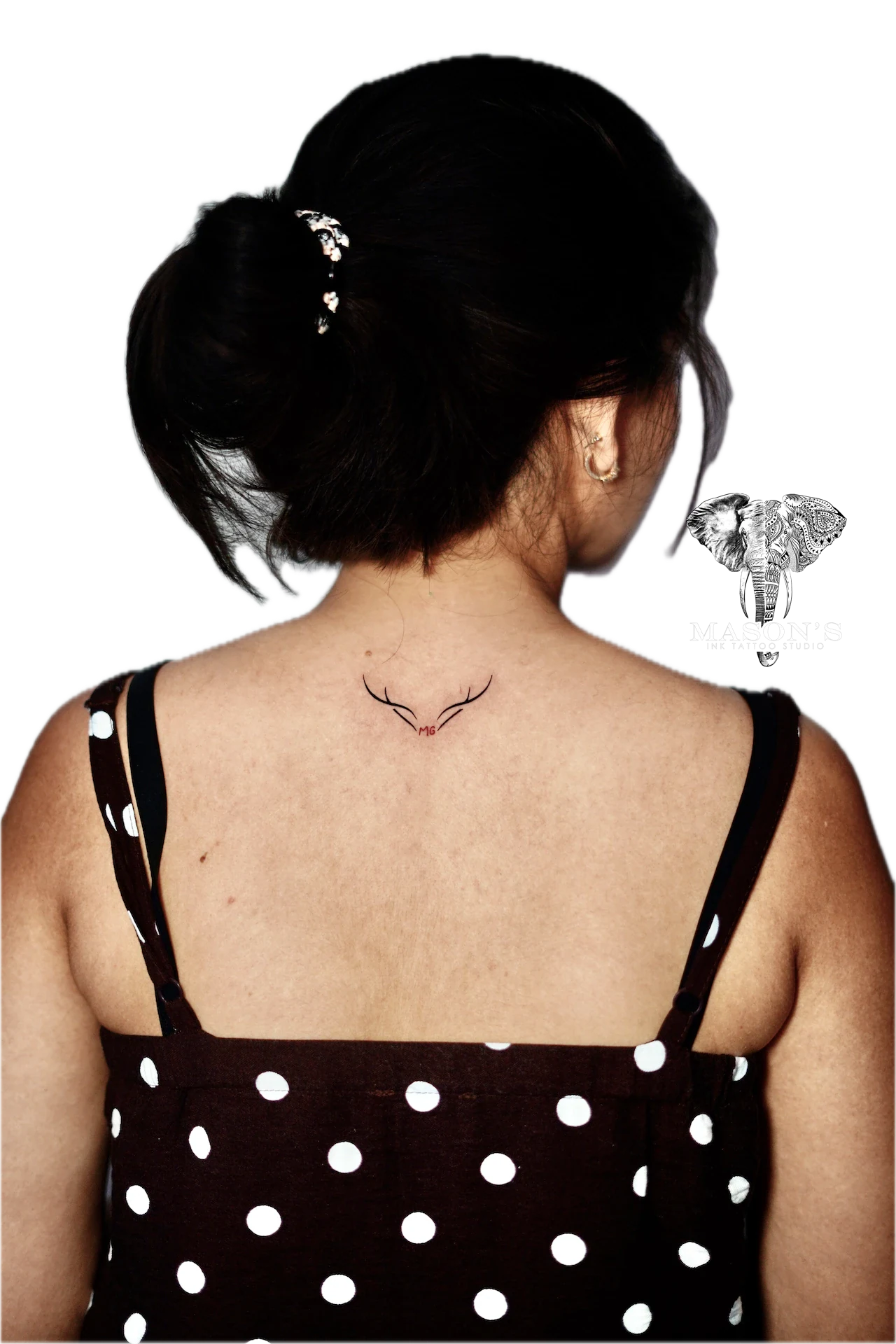Fine Line Horn tattoo by Mason's Ink Tattoo Studio, Bali