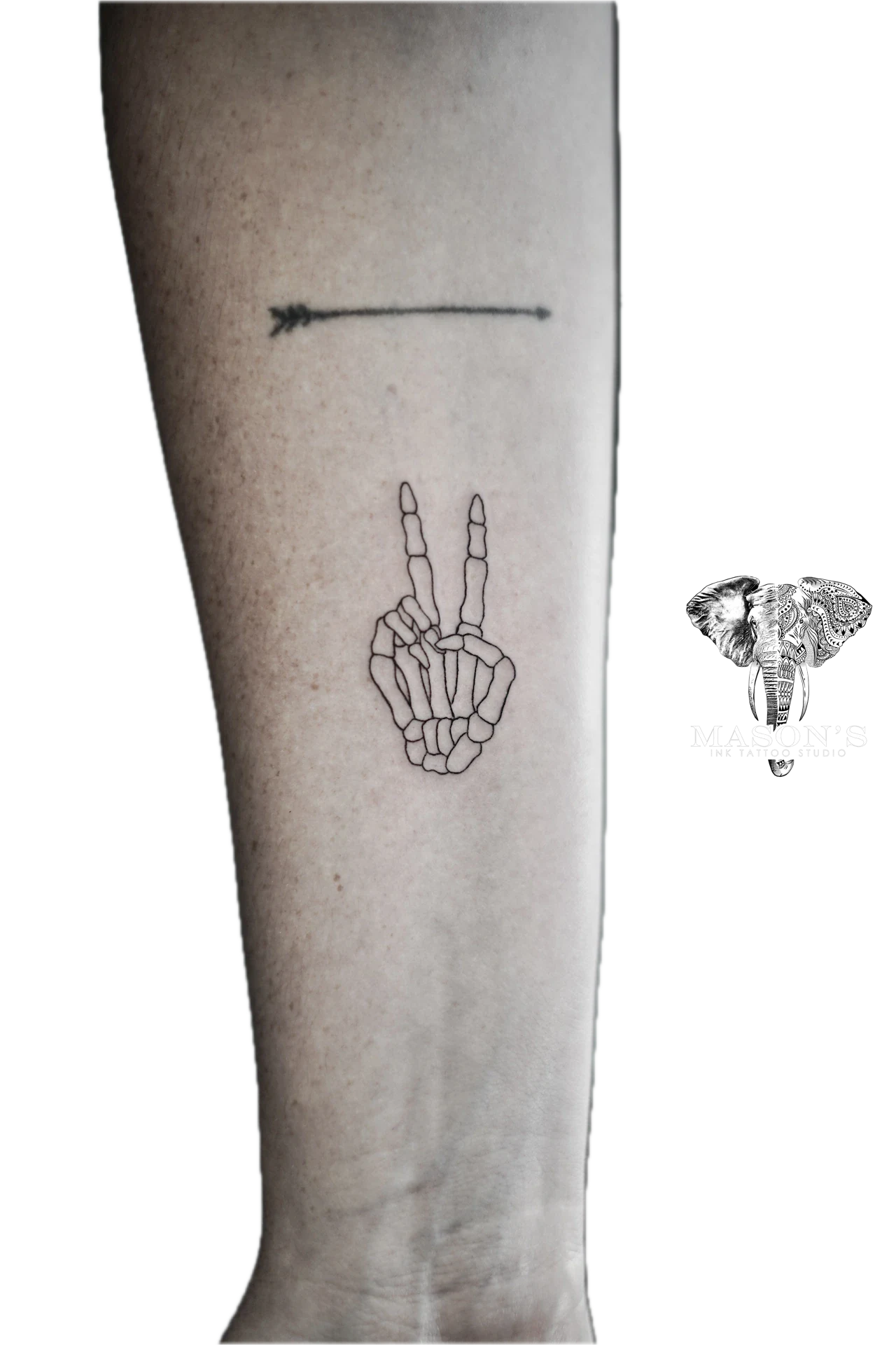 Fine Line Skull Hand tattoo by Mason's Ink Tattoo Studio, Bali