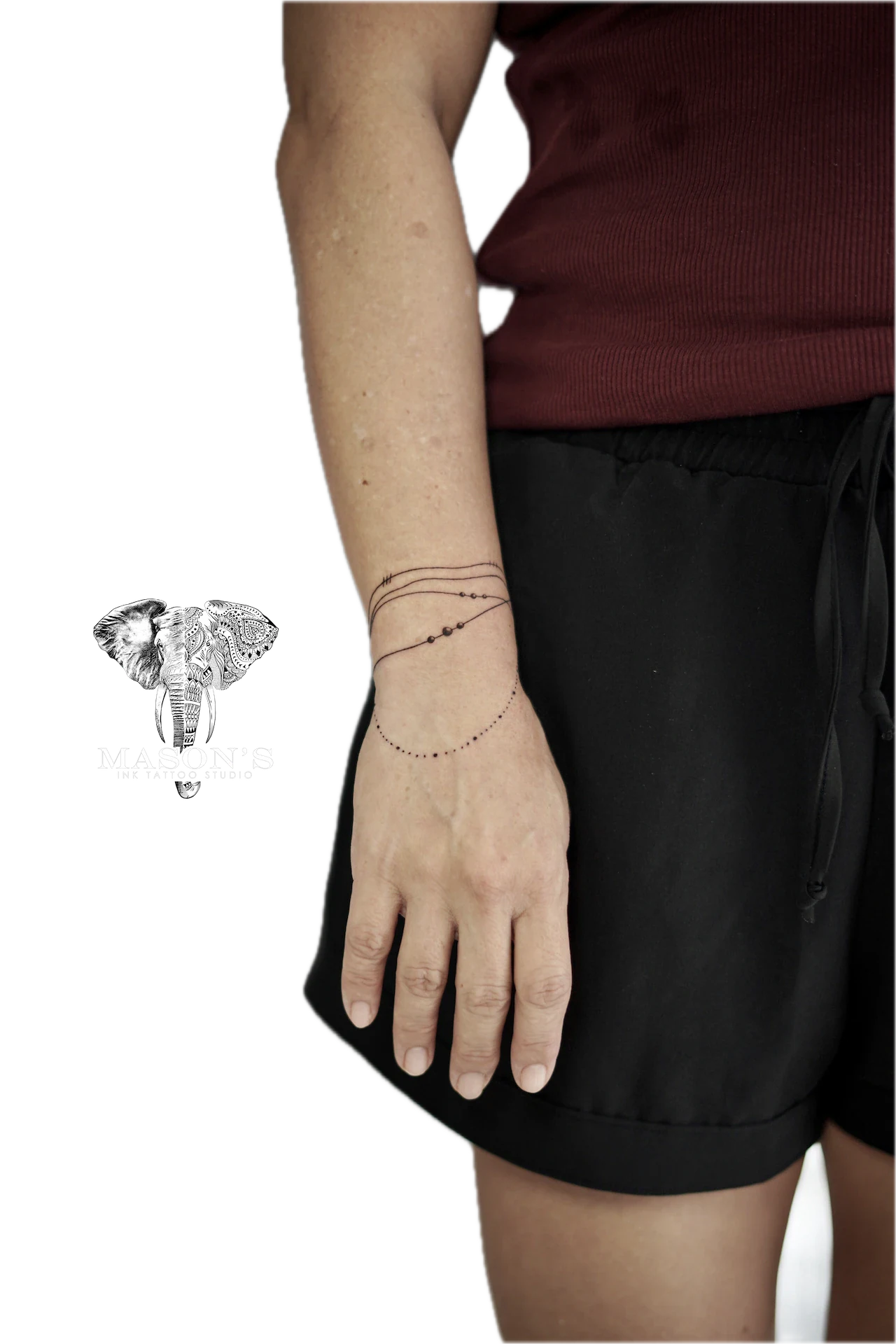 Fine Line Bracelet tattoo by Mason's Ink Tattoo Studio, Bali