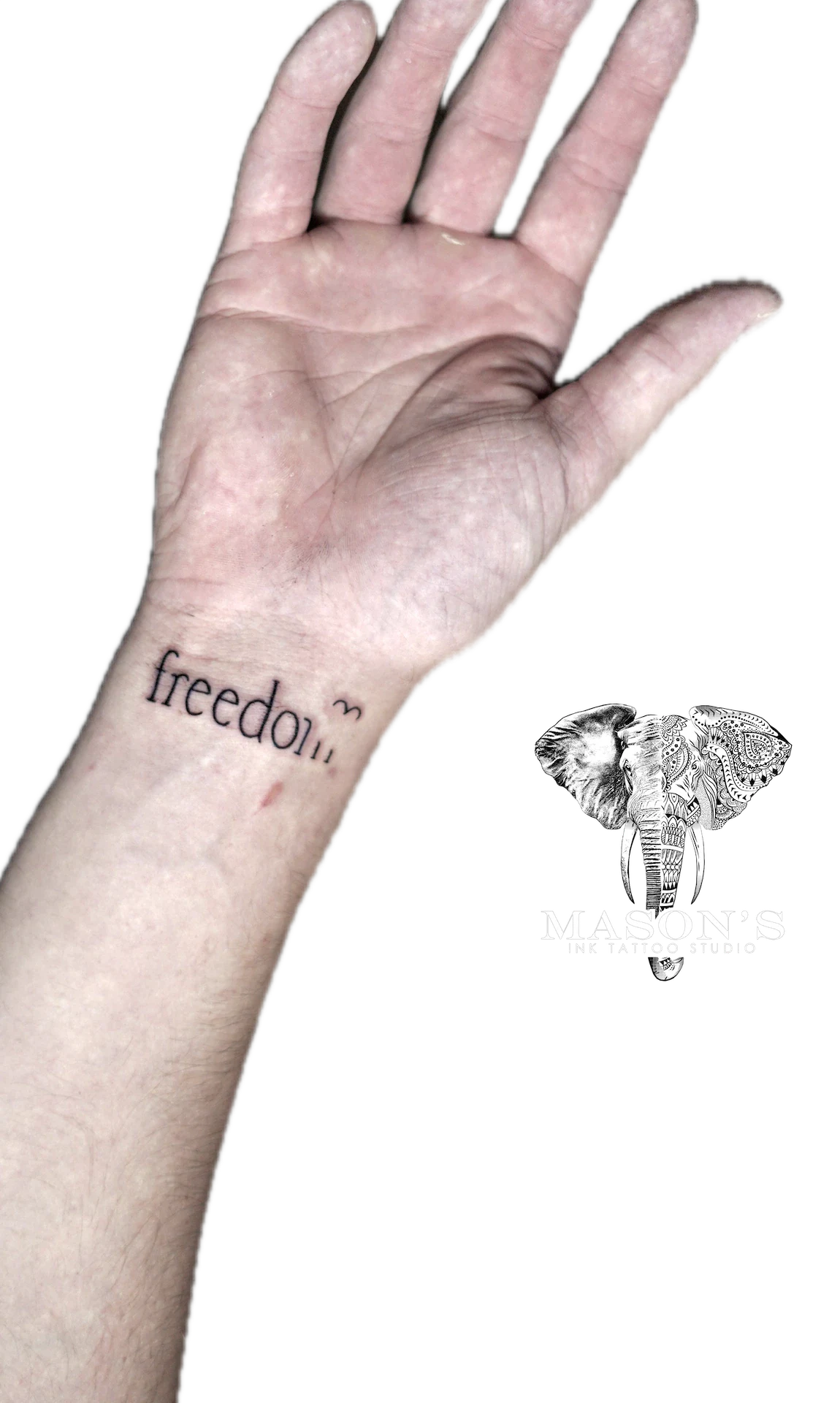 Script Fine Line Freedom tattoo by Mason's Ink Tattoo Studio, Bali