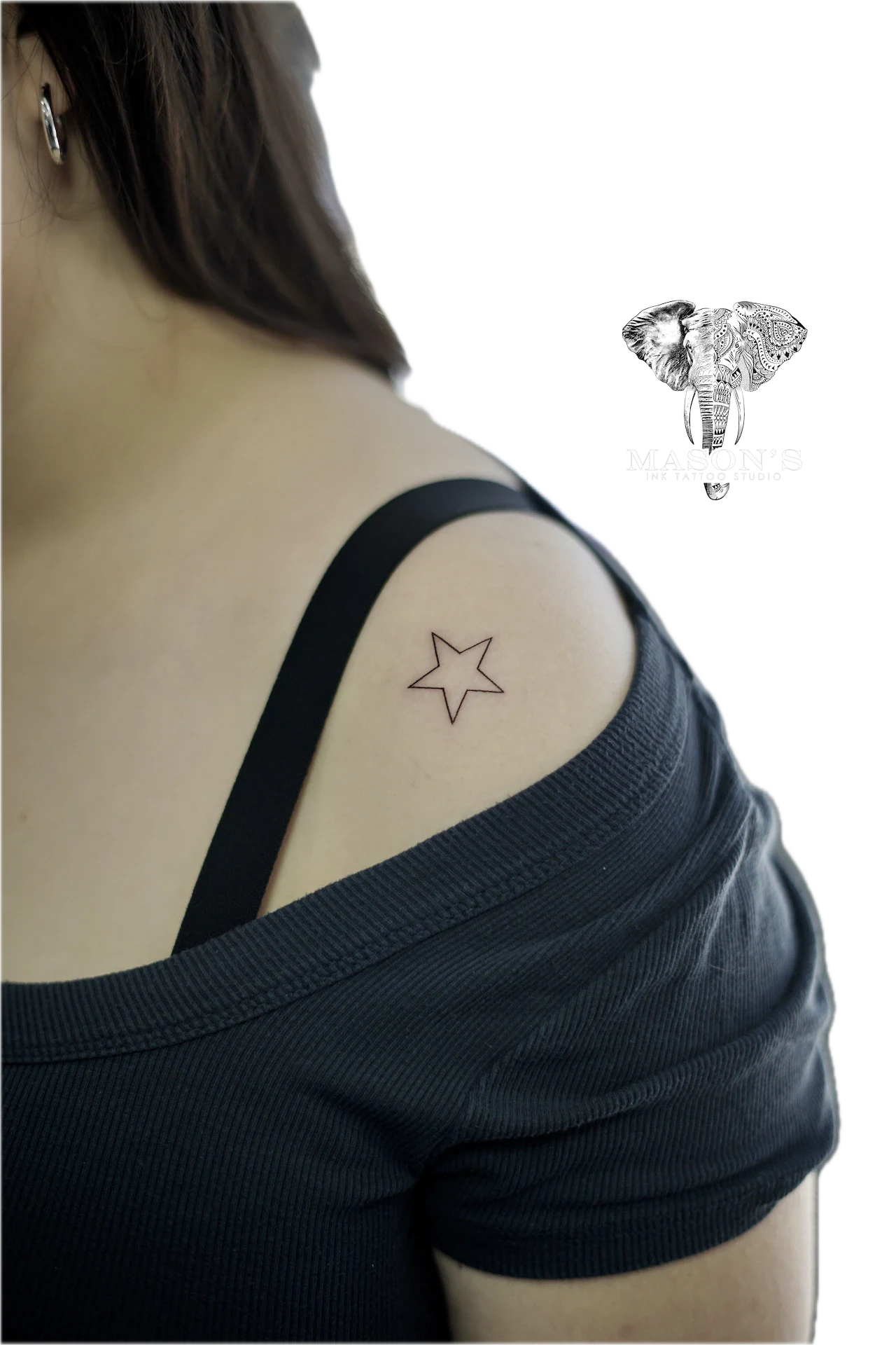 Star Fine line tattoo by Mason's Ink Tattoo Studio, Bali