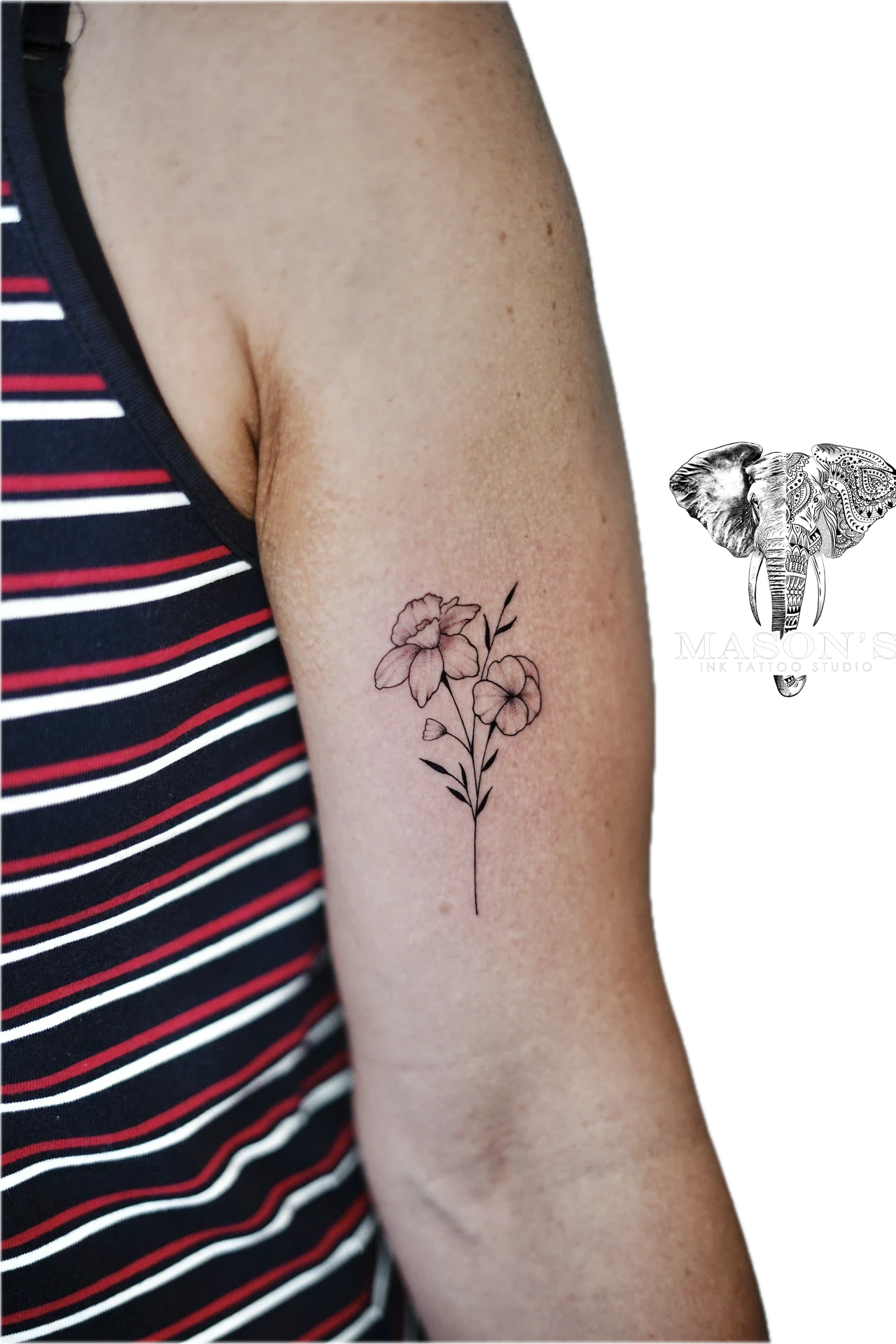 Cute Floral Tattoo on Hand by Mason's Ink Tattoo Studio, Bali