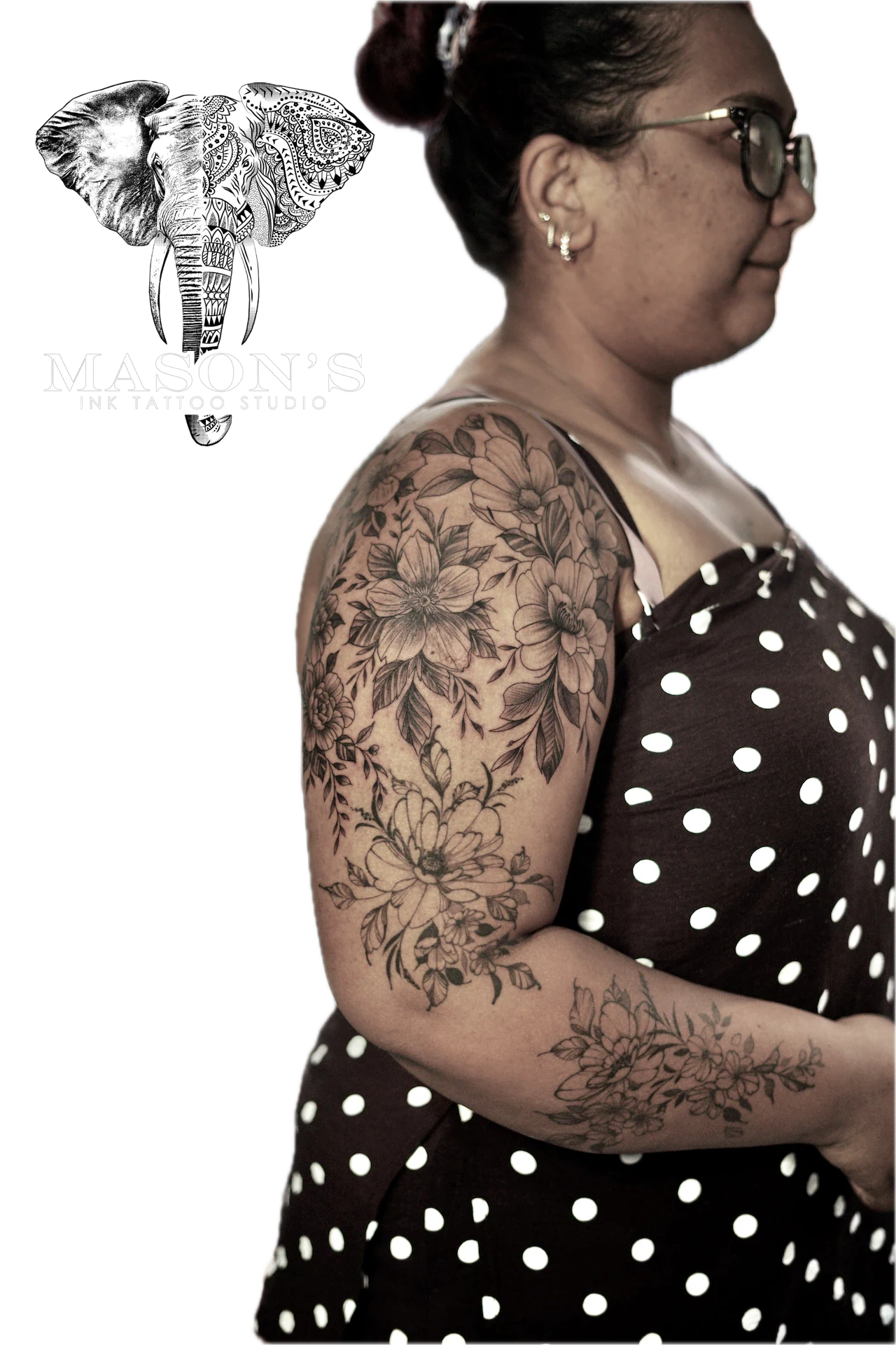 Flower Full Hand Tattoo by Mason's Ink Tattoo Studio, Bali