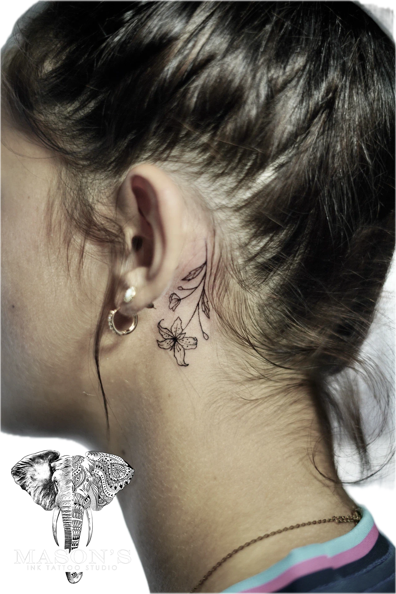 Flower after Ear Tattoo by Mason's Ink Tattoo Studio, Bali
