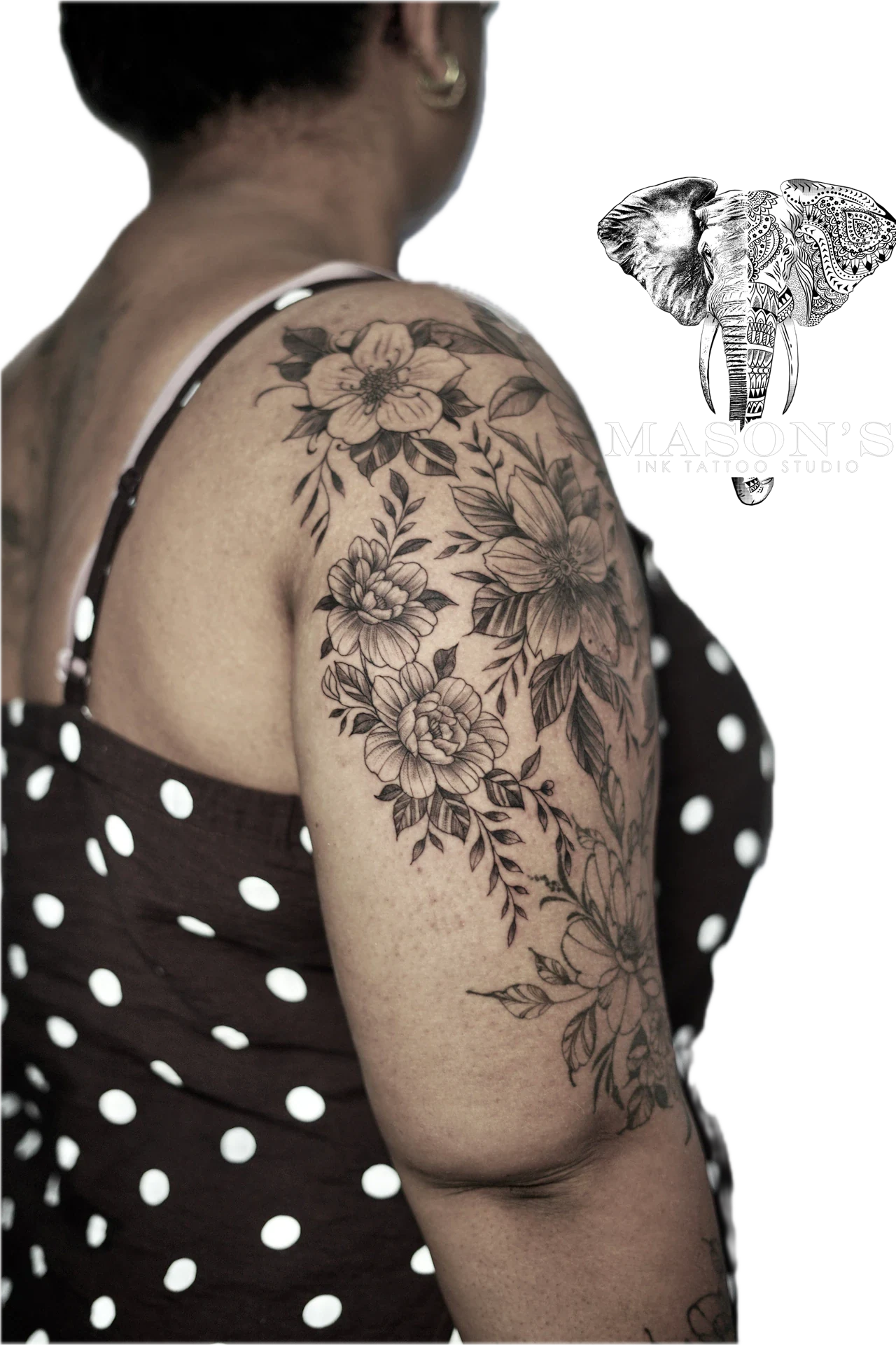 Flower on Full Hand Tattoo by Mason's Ink Tattoo Studio, Bali