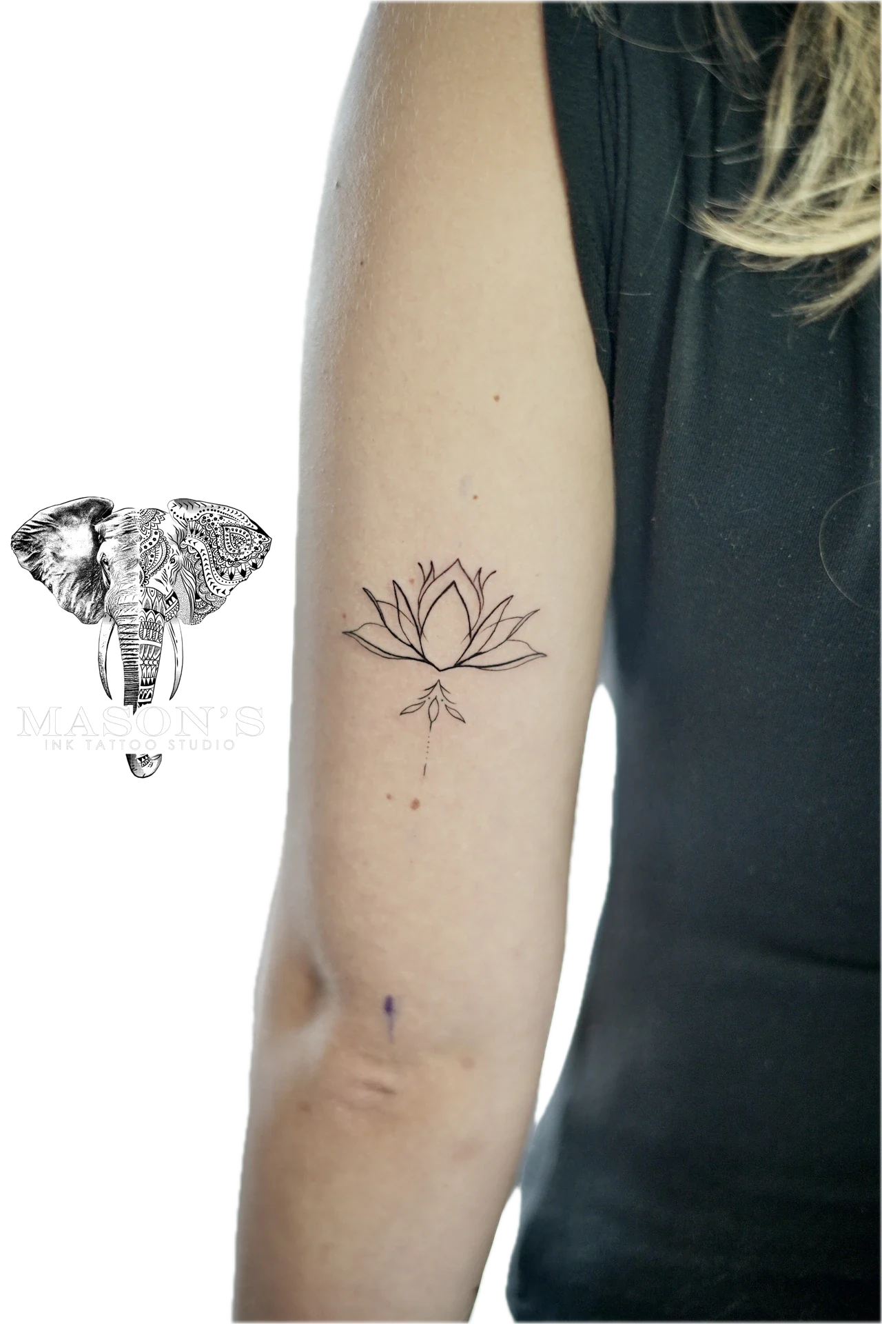 Flowers Line Tattoo by Mason's Ink Tattoo Studio, Bali