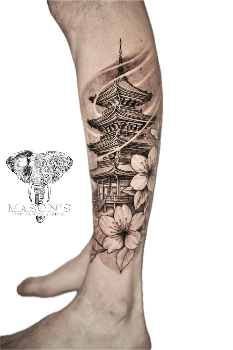 Japanese Tattoo Design - Floral tattoo by Mason's Ink Tattoo Studio, Bali
