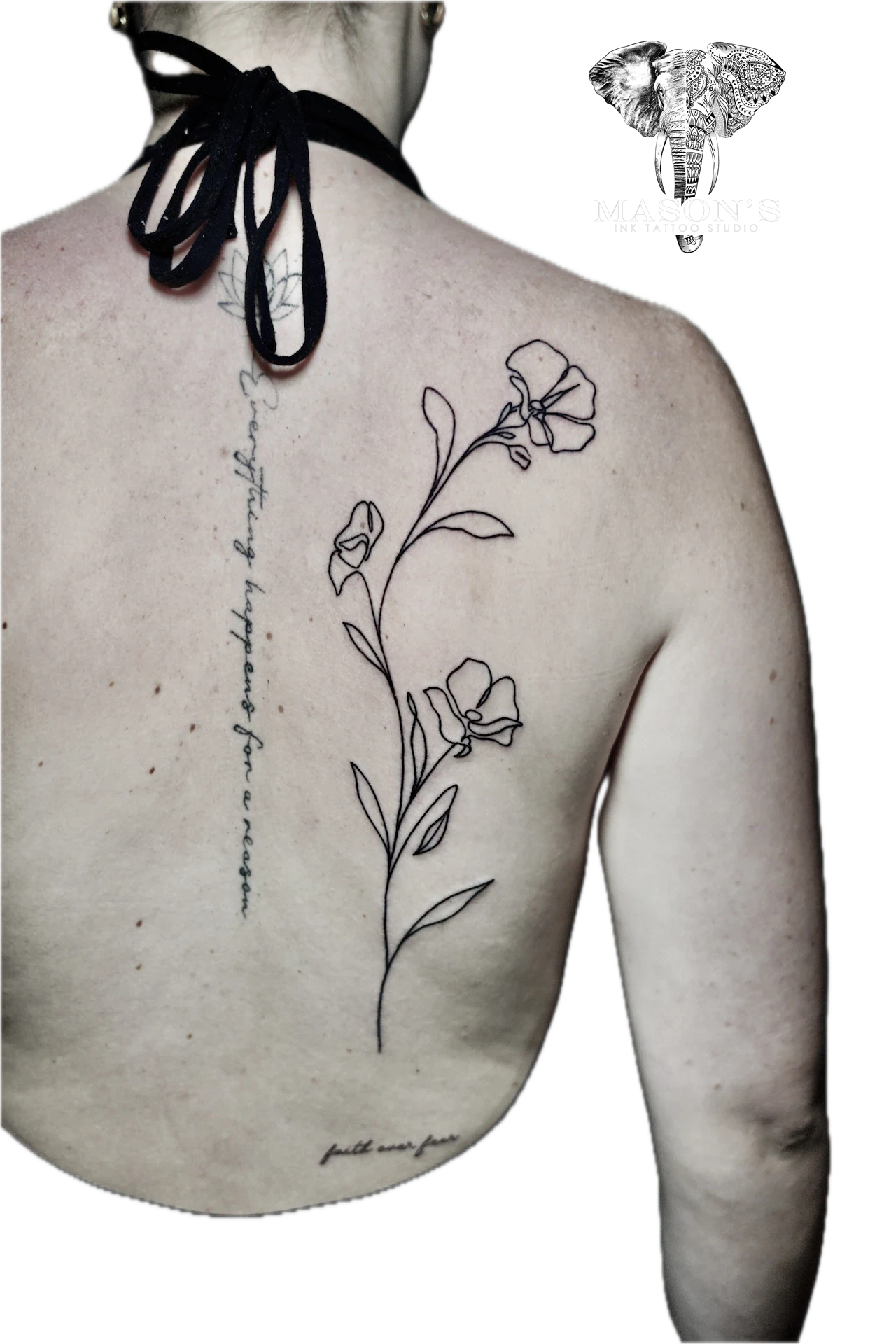 Large Flower on back Tattoo by Mason's Ink Tattoo Studio, Bali