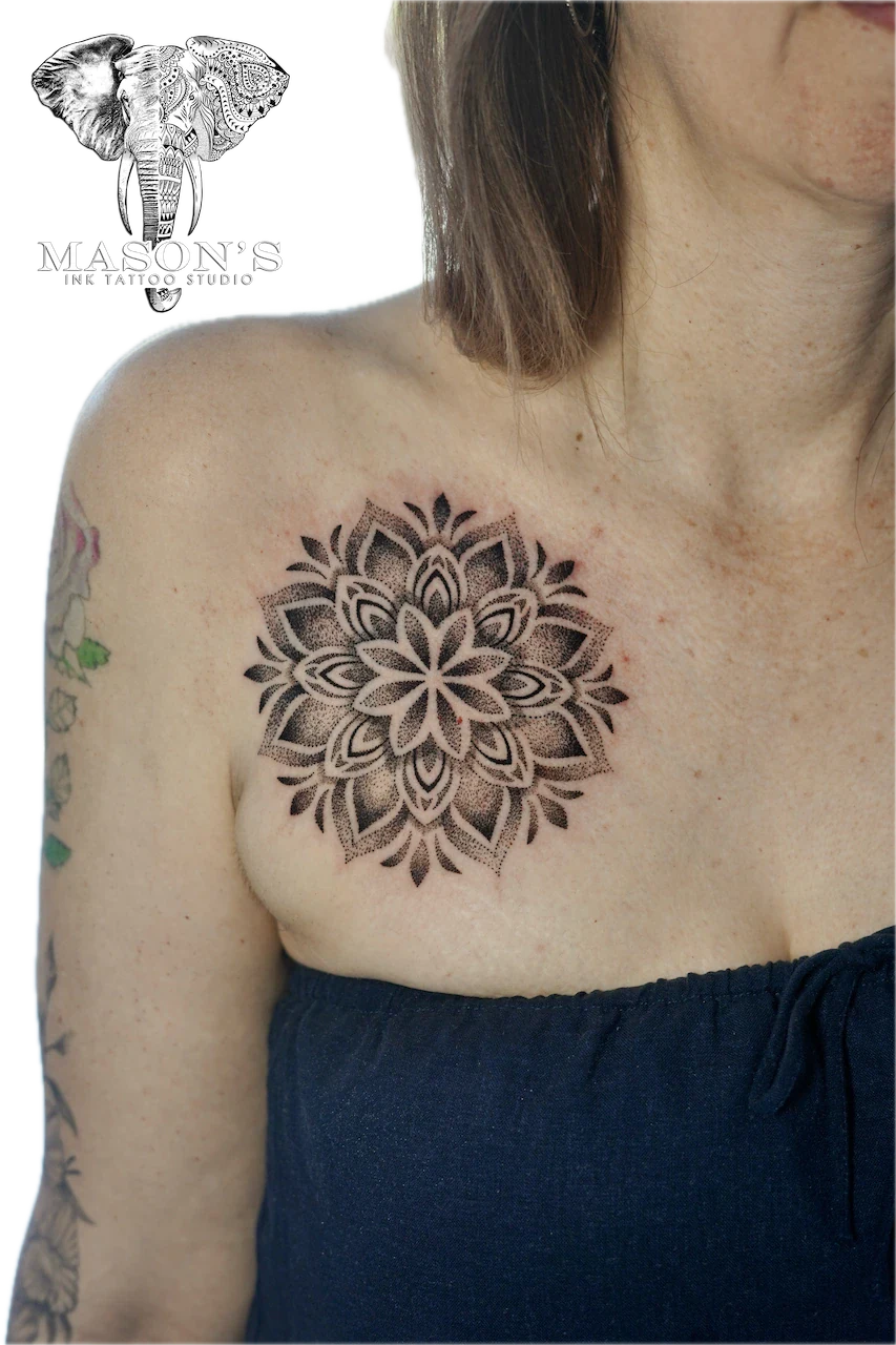 Mandala Flower Tattoo Design - Floral tattoo by Mason's Ink Tattoo Studio, Bali