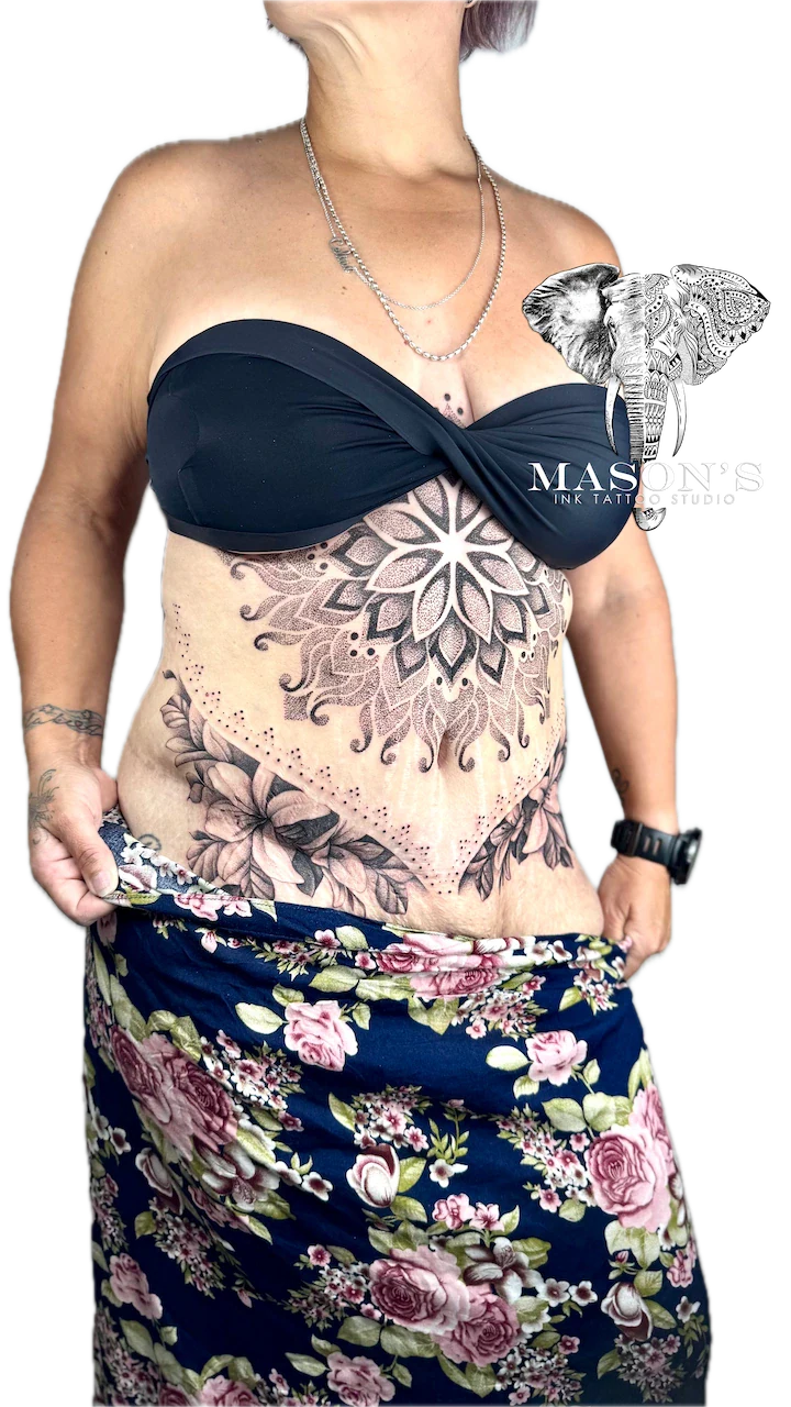 Mandala and Flower Tattoo by Mason’s Ink by Mason's Ink Tattoo Studio, Bali