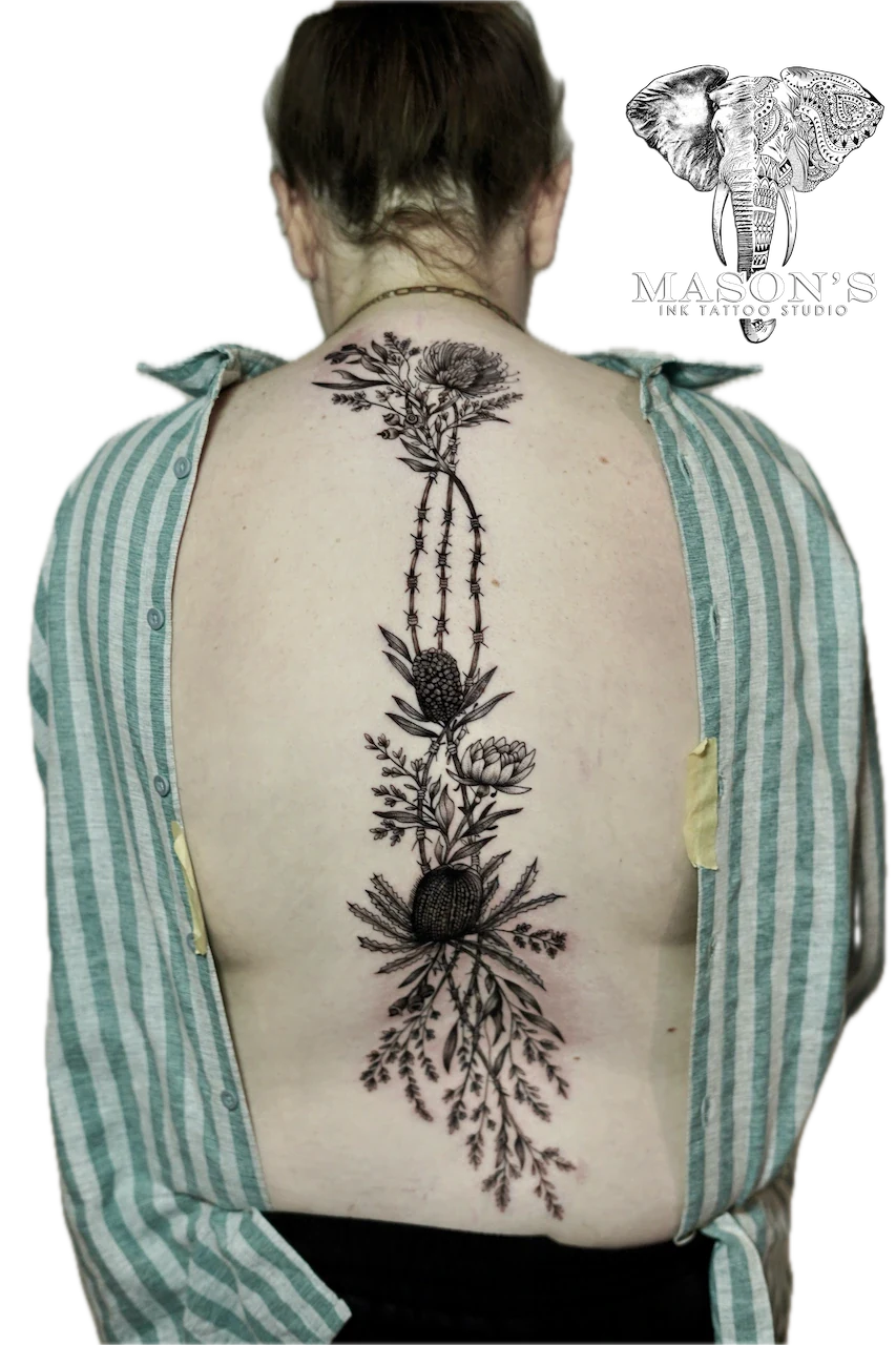 Realism Floral Tattoo Design - Floral tattoo by Mason's Ink Tattoo Studio, Bali
