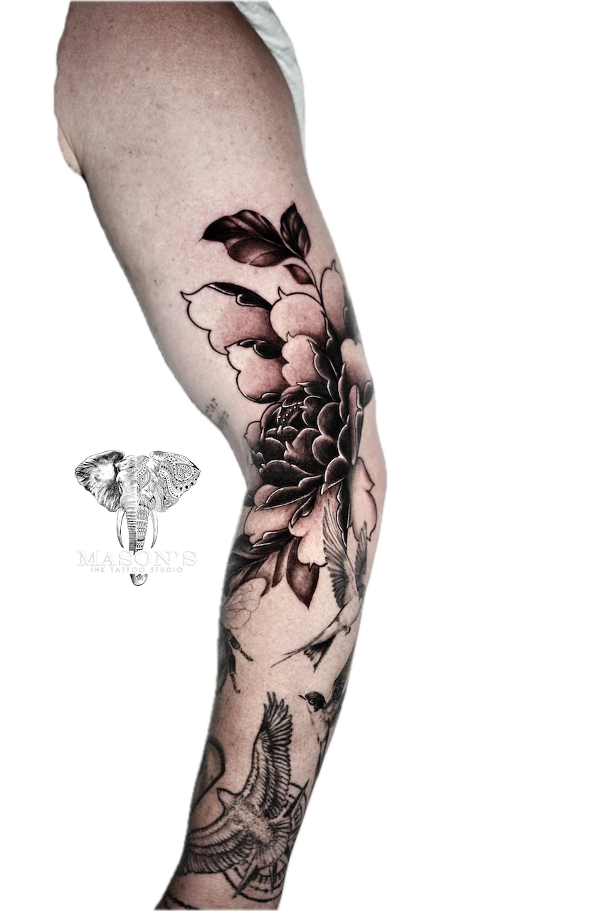 Realism Flower Tattoo Design - Floral tattoo by Mason's Ink Tattoo Studio, Bali