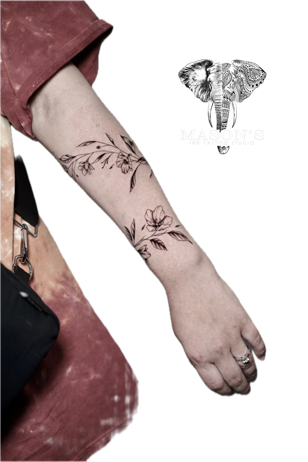 Flower Hand Tattoo Design: a delicate floral design on the forearm
