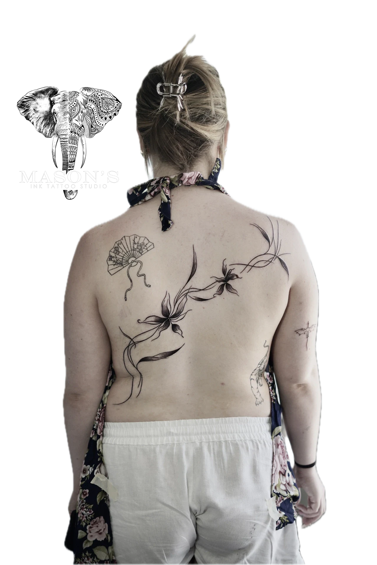 Large Flower on back tattoo by Mason's Ink Tattoo Studio, Bali