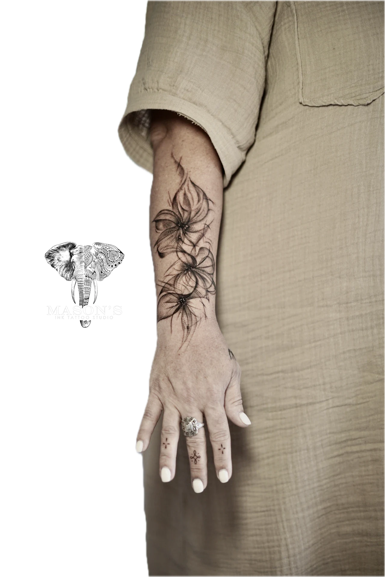 Abstract Flower tattoo by Mason's Ink Tattoo Studio, Bali