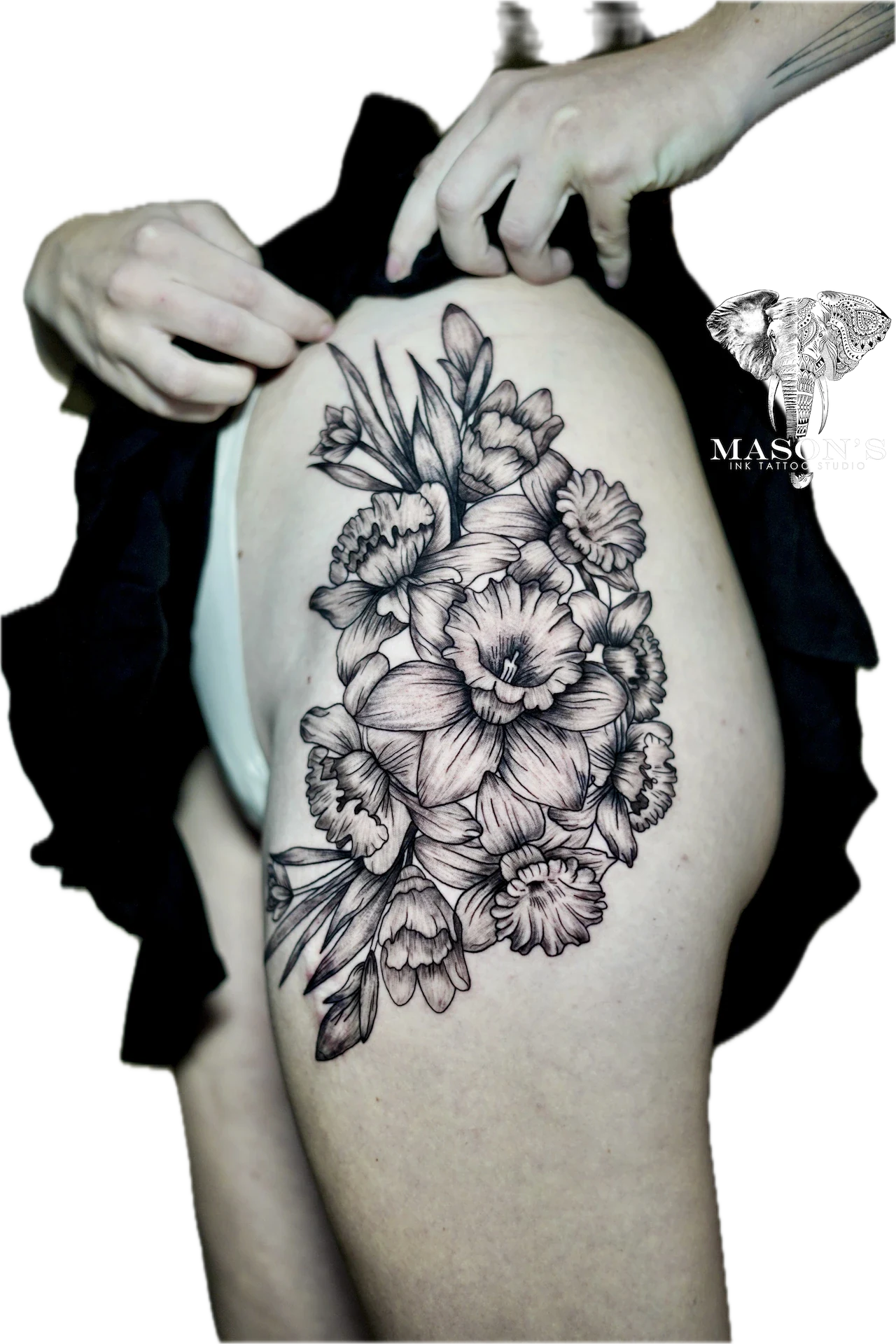 Floral Flower Large tattoo by Mason's Ink Tattoo Studio, Bali