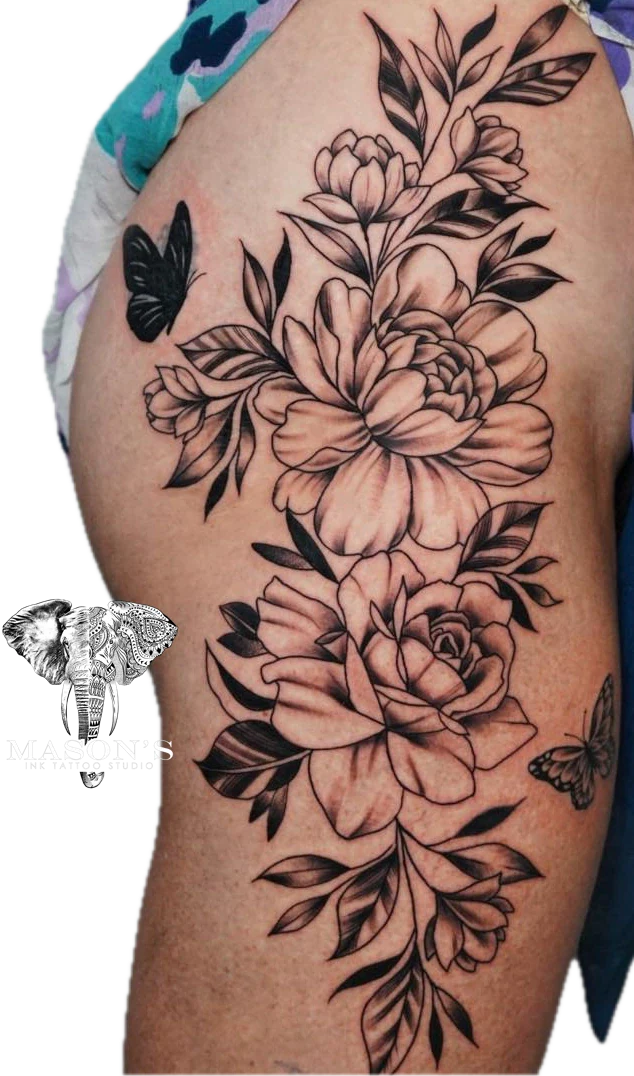 Flower Beauty Floral tattoo by Mason's Ink Tattoo Studio, Bali