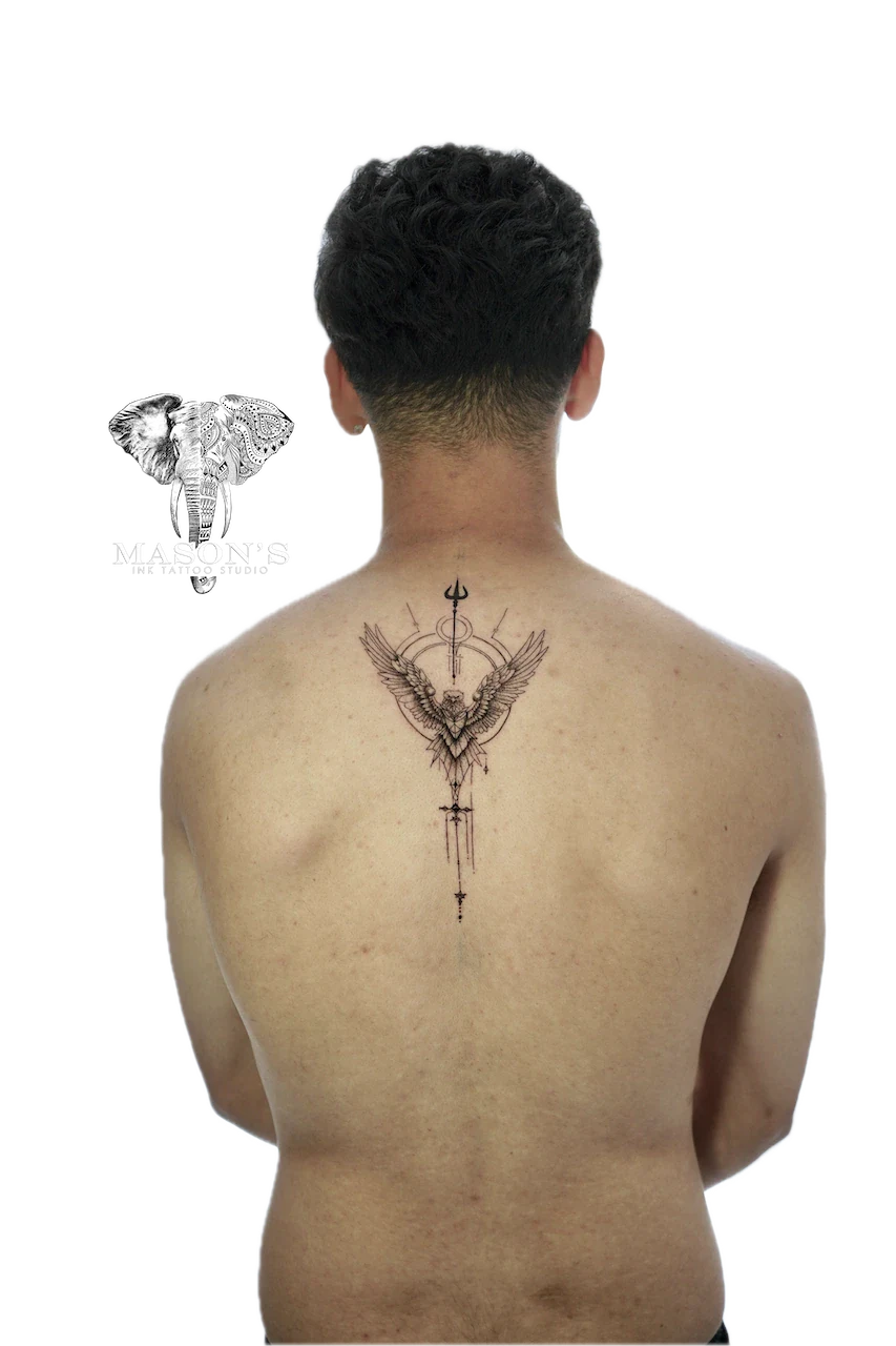 Geometric Eagle Tattoo Design - Geometric tattoo by Mason's Ink Tattoo Studio, Bali