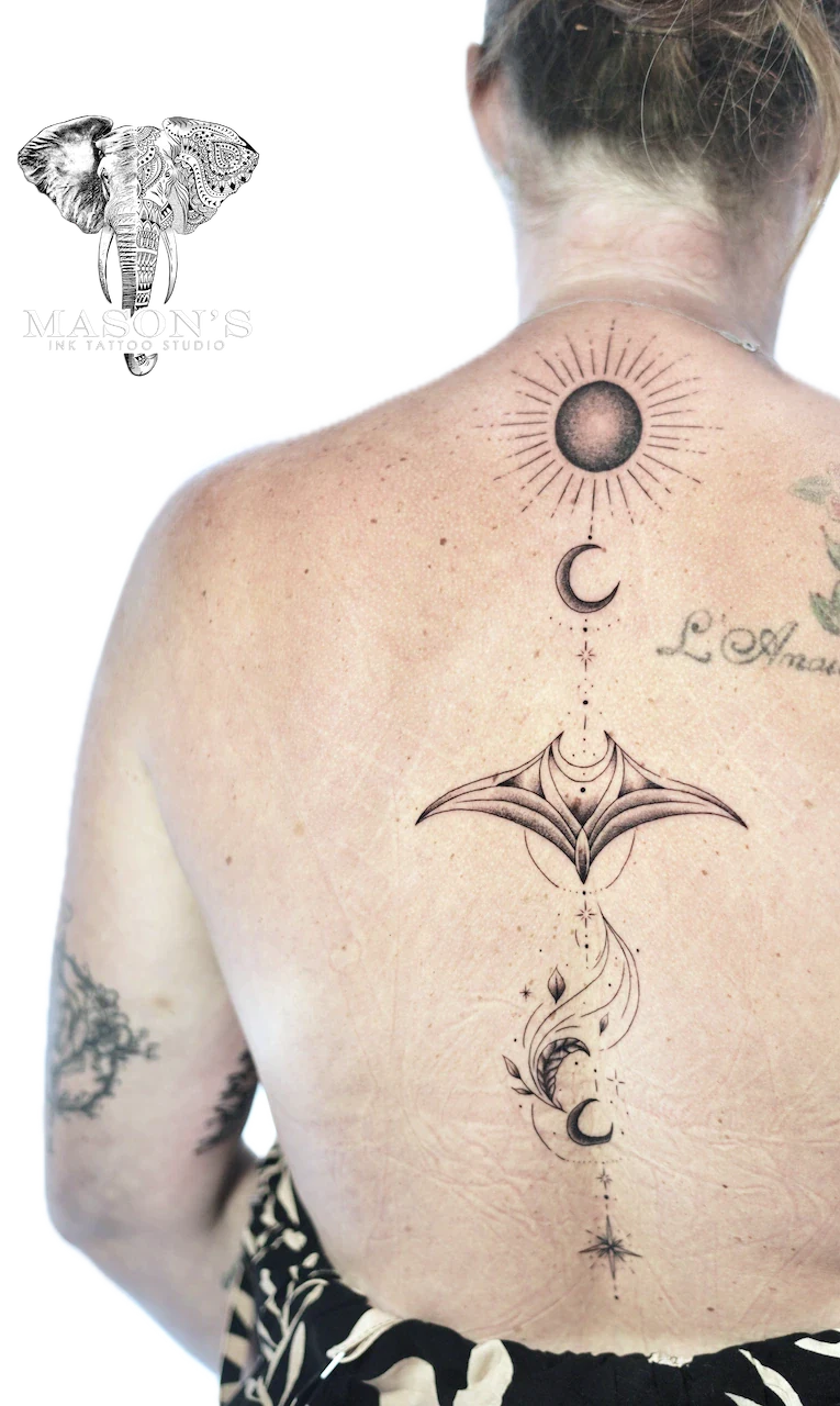 Geometric Manta Ray Tattoo Design by Mason's Ink Tattoo Studio, Bali