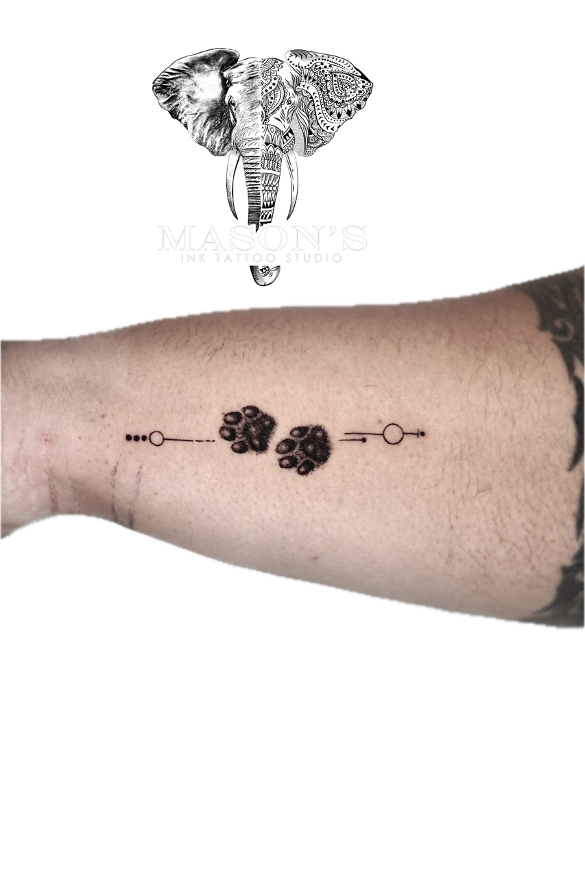 Geometric Paw Tattoo Design by Mason's Ink Tattoo Studio, Bali
