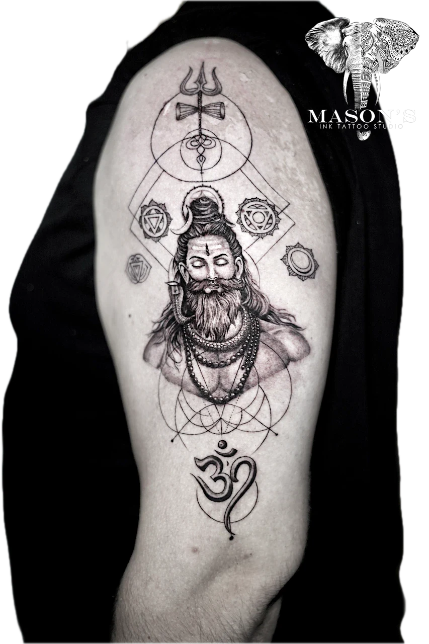 Geometry Tattoo Style Shiva by Mason's Ink Tattoo Studio, Bali