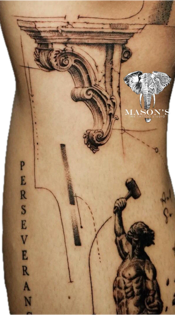 Geometric Vienna tattoo by Mason's Ink Tattoo Studio, Bali