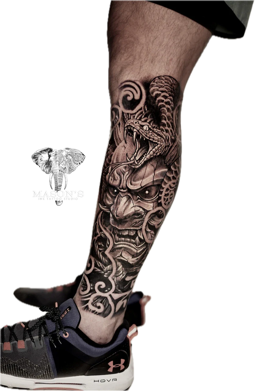 Japanese Hannya Mask Tattoo Design by Mason's Ink Tattoo Studio, Bali
