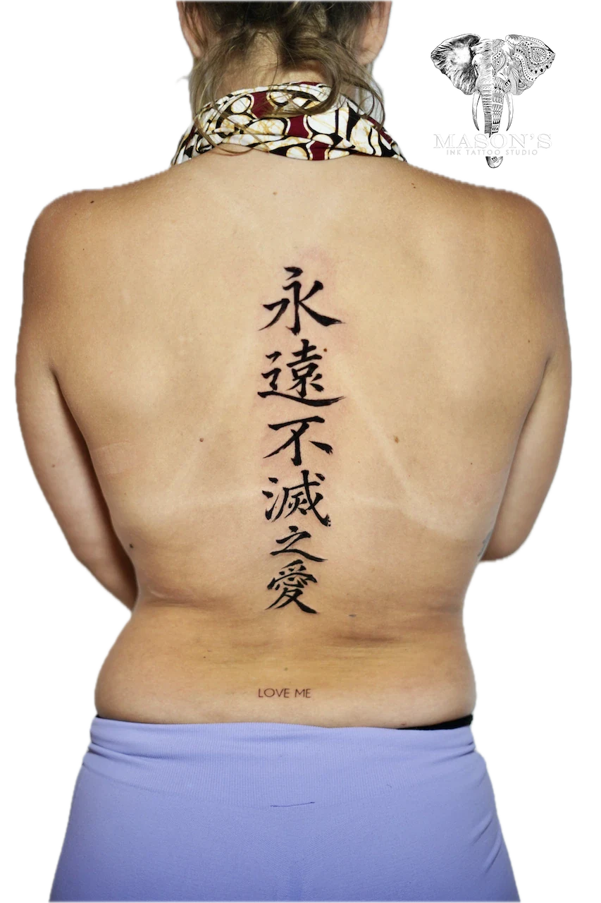 Japanese Script Tattoo Design by Mason's Ink Tattoo Studio, Bali