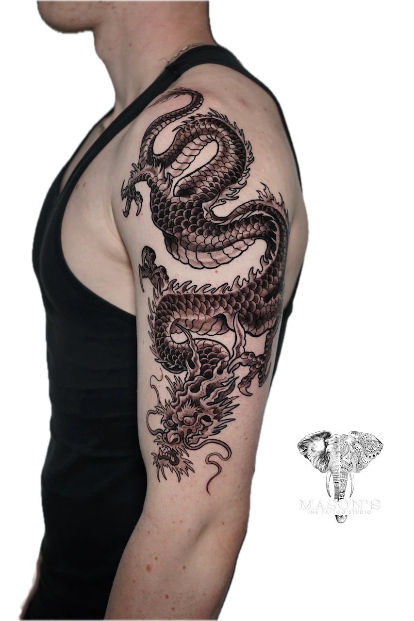 Japanese Dragon Tattoo Design - Japanese tattoo by Mason's Ink Tattoo Studio, Bali