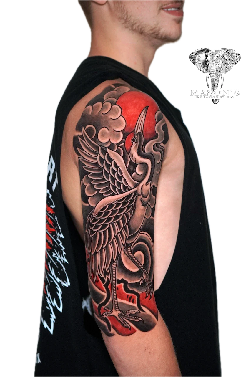 Japanese Flamingo Tattoo Design - Japanese tattoo by Mason's Ink Tattoo Studio, Bali