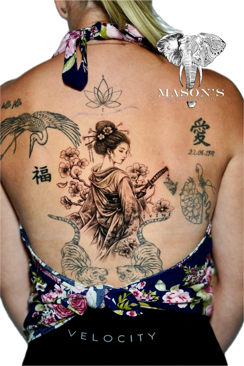 Japanese Geisha Tattoo Design - Japanese tattoo by Mason's Ink Tattoo Studio, Bali