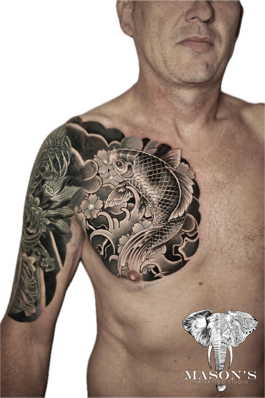 Japanese Koi Tattoo Design - Japanese tattoo by Mason's Ink Tattoo Studio, Bali