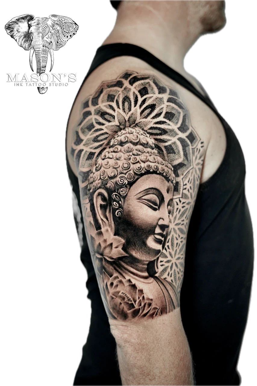 Sacred Buddha Mandala Tattoo Design - Mandala tattoo by Mason's Ink Tattoo Studio, Bali
