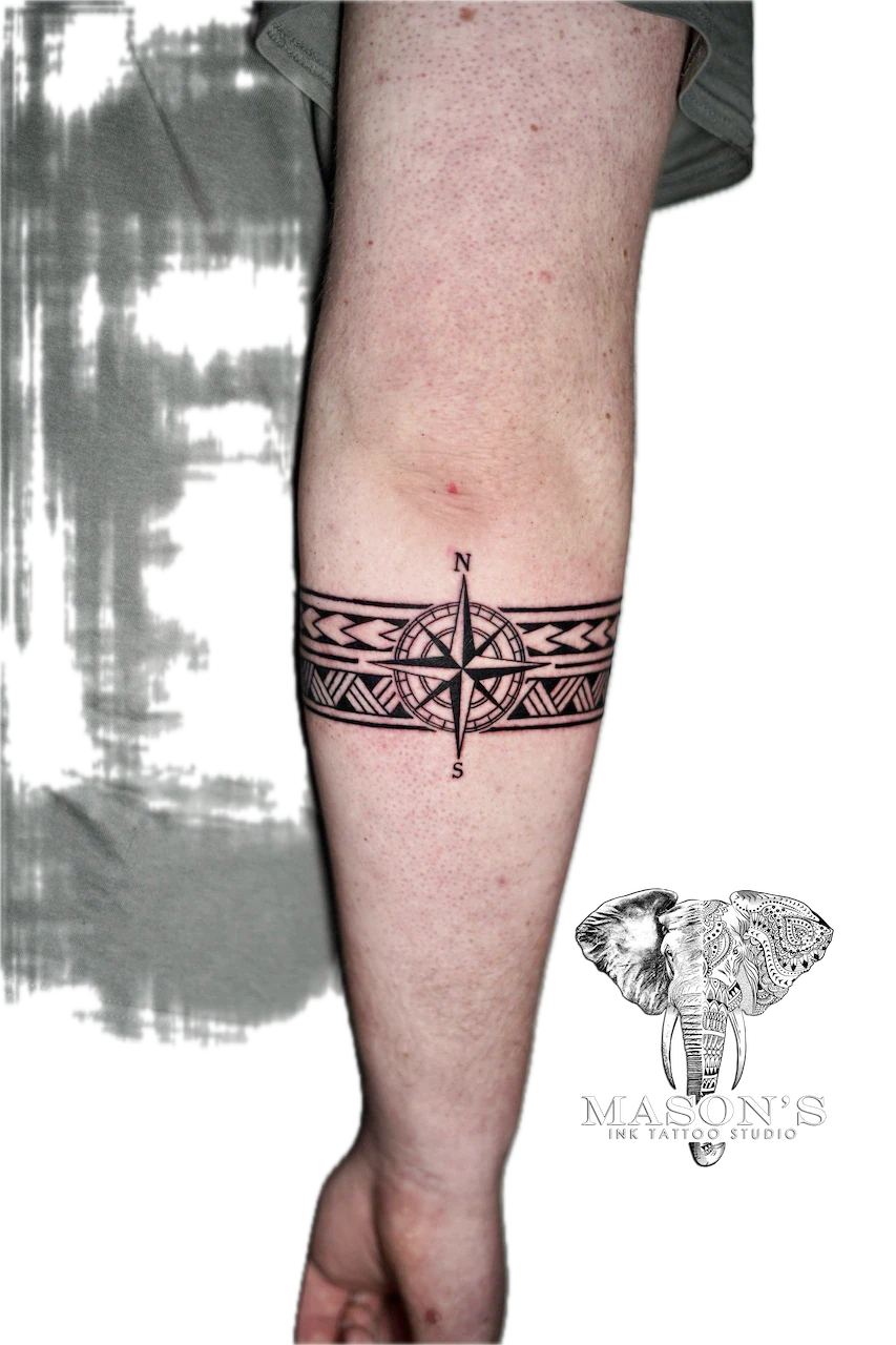 Polynesian Armband Compass Tattoo Design - Polynesian tattoo by Mason's Ink Tattoo Studio, Bali
