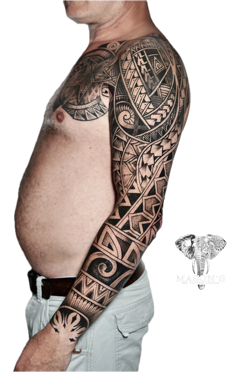 Polynesian Inspired Tattoo Design - Polynesian tattoo by Mason's Ink Tattoo Studio, Bali
