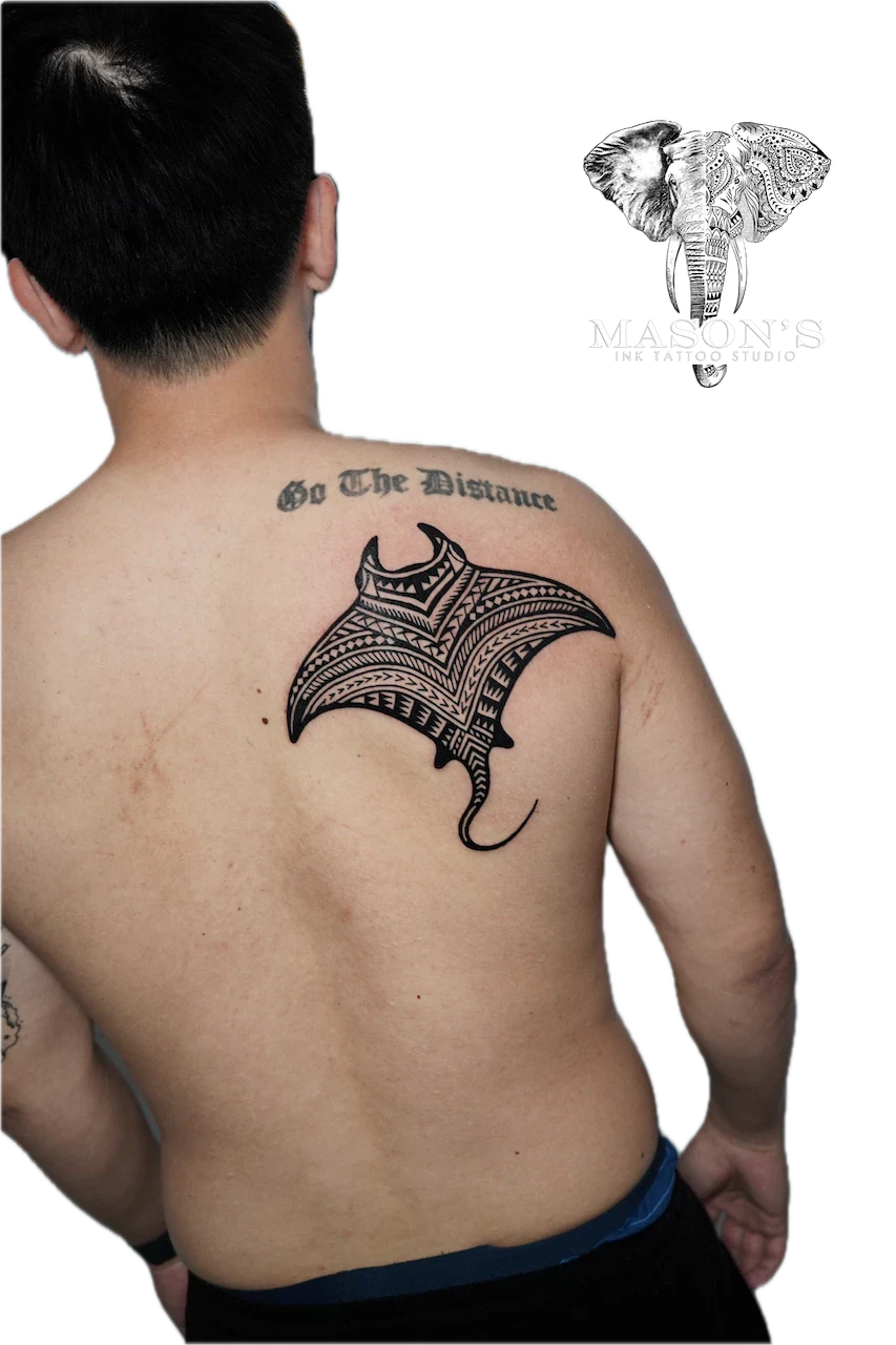 Polynesian Manta Ray Tattoo - Polynesian tattoo by Mason's Ink Tattoo Studio, Bali