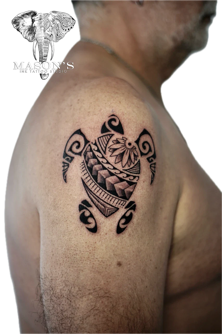 Polynesian Sea Turtle Tattoo Design - Polynesian tattoo by Mason's Ink Tattoo Studio, Bali